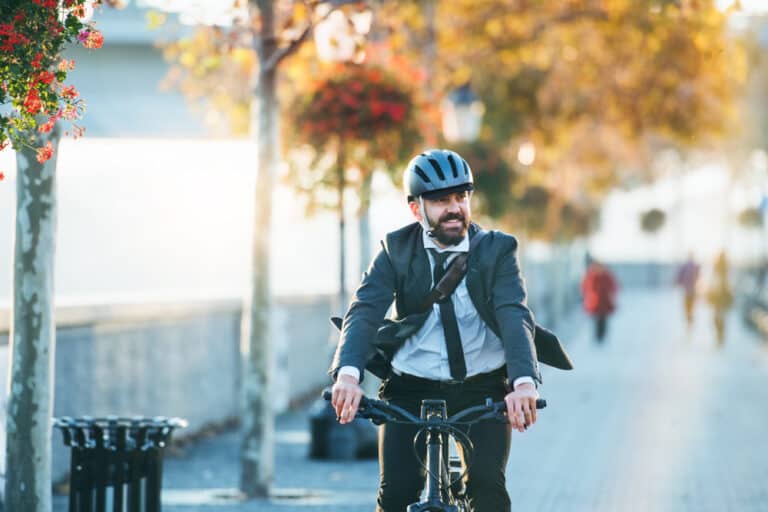 Man commuting on electric bike
