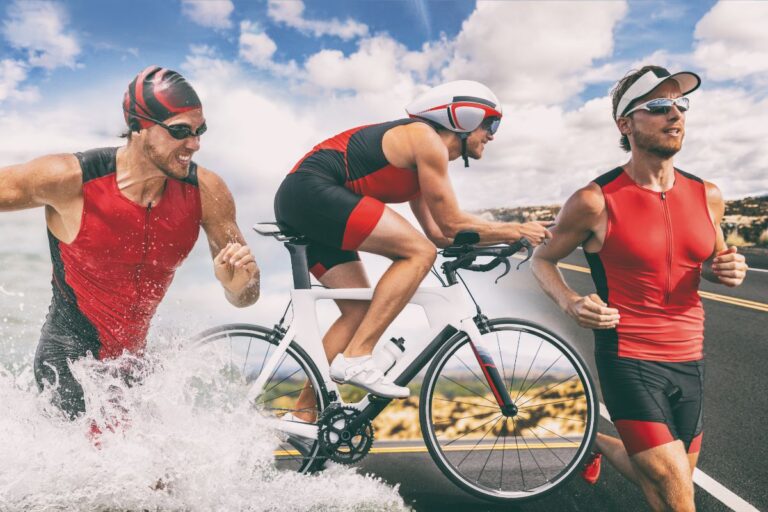 A person participating in a triathlon.