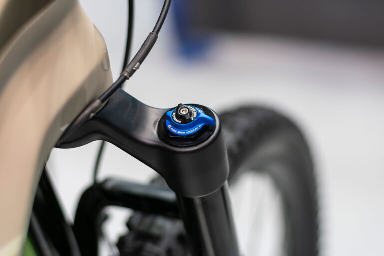 A suspension fork of a mountain bike.