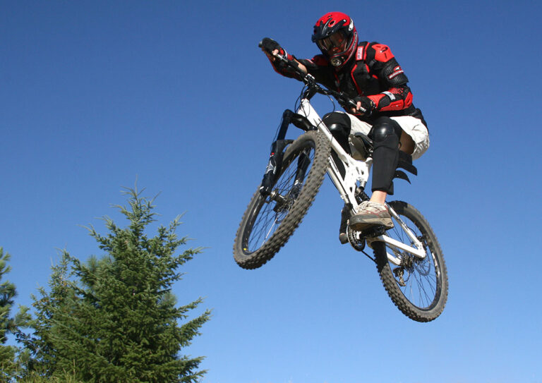 Cyclist in the BMX doing stunts.