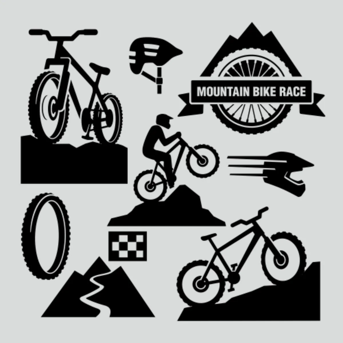 Illustration of bicycle race on a white background.