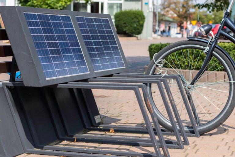 A solar panel chargers for electric bike.