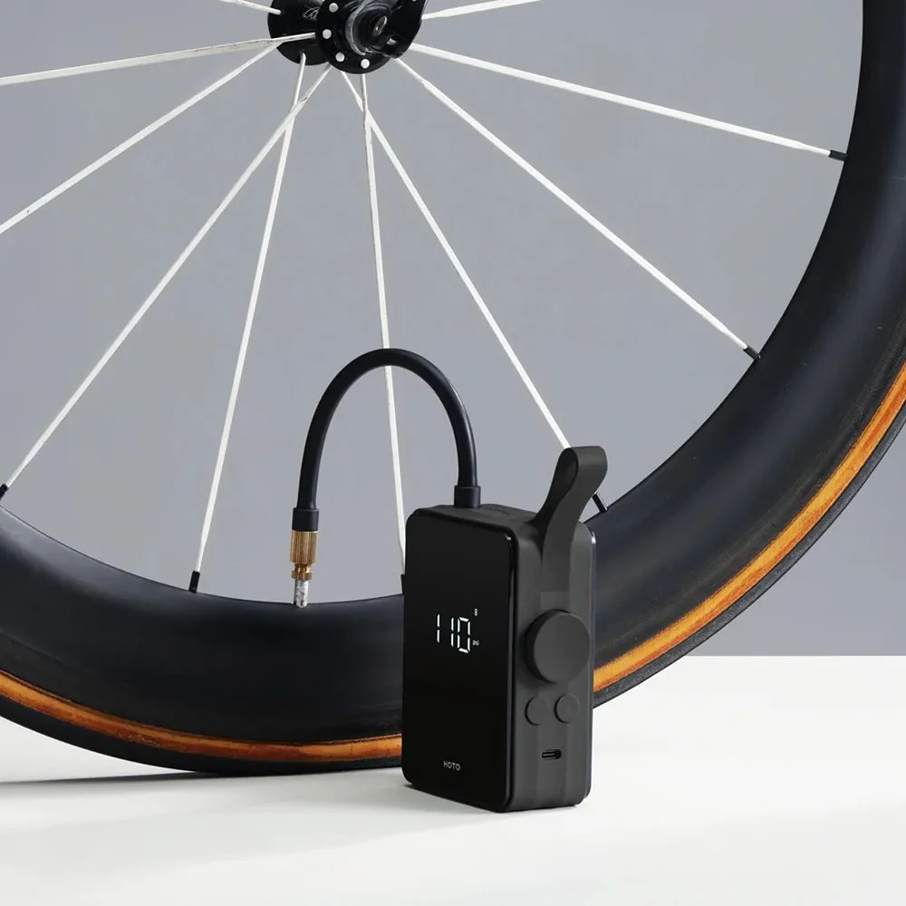 Electric Tire Inflator and a bike tire.