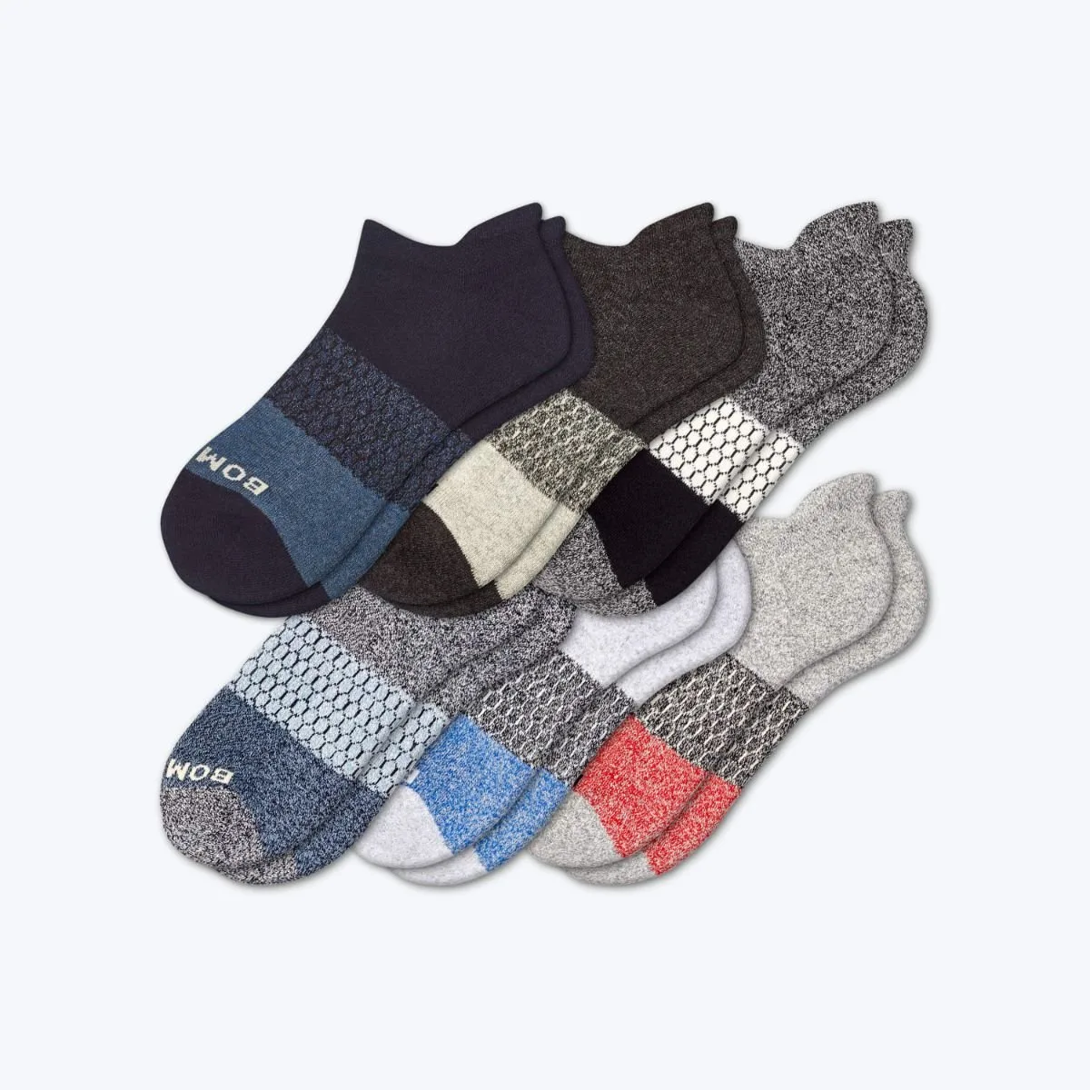 Men's Tri-Block Marl Ankle Sock 6-Pack.