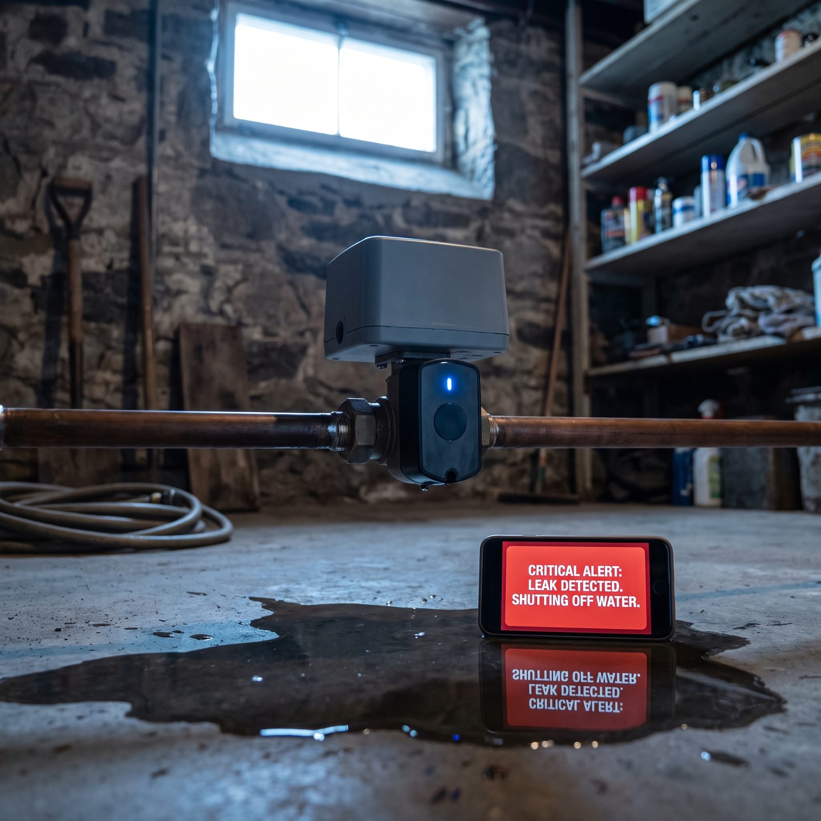 Automatic Water-Leak Shutoff Valve