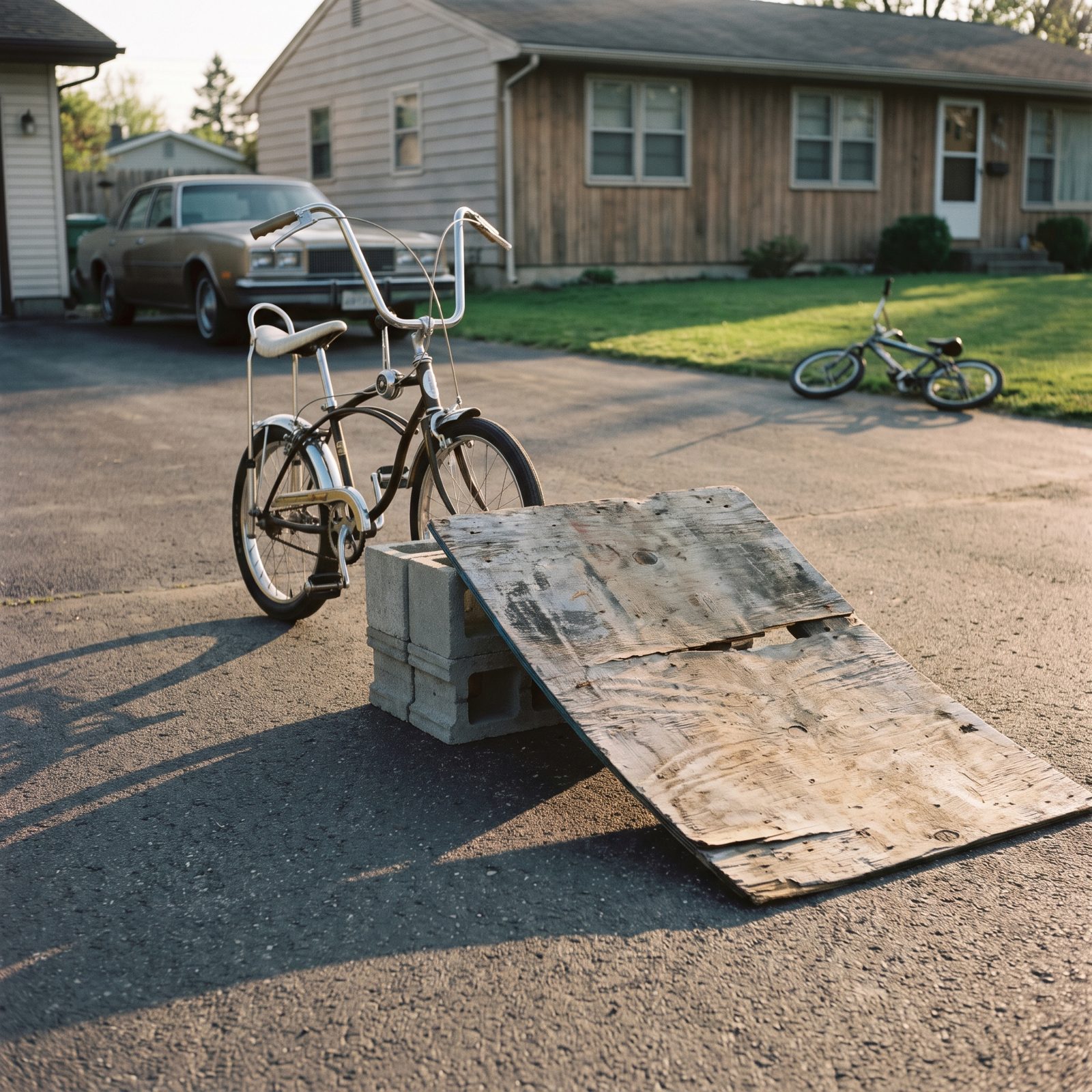 Bicycles Launched From Plywood-and-Cinder-Block Ramps