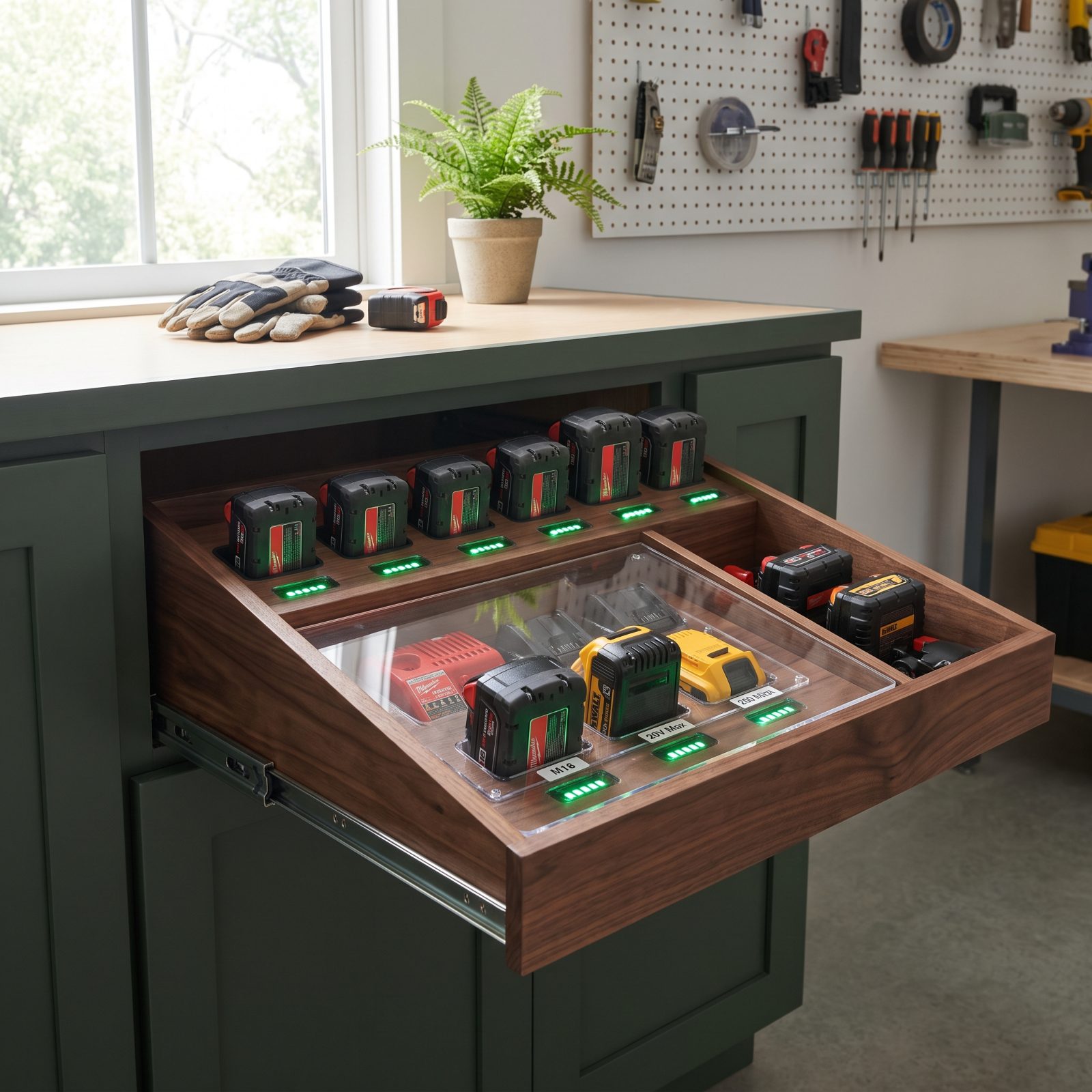 Built-In Cordless-Tool Charging Drawer
