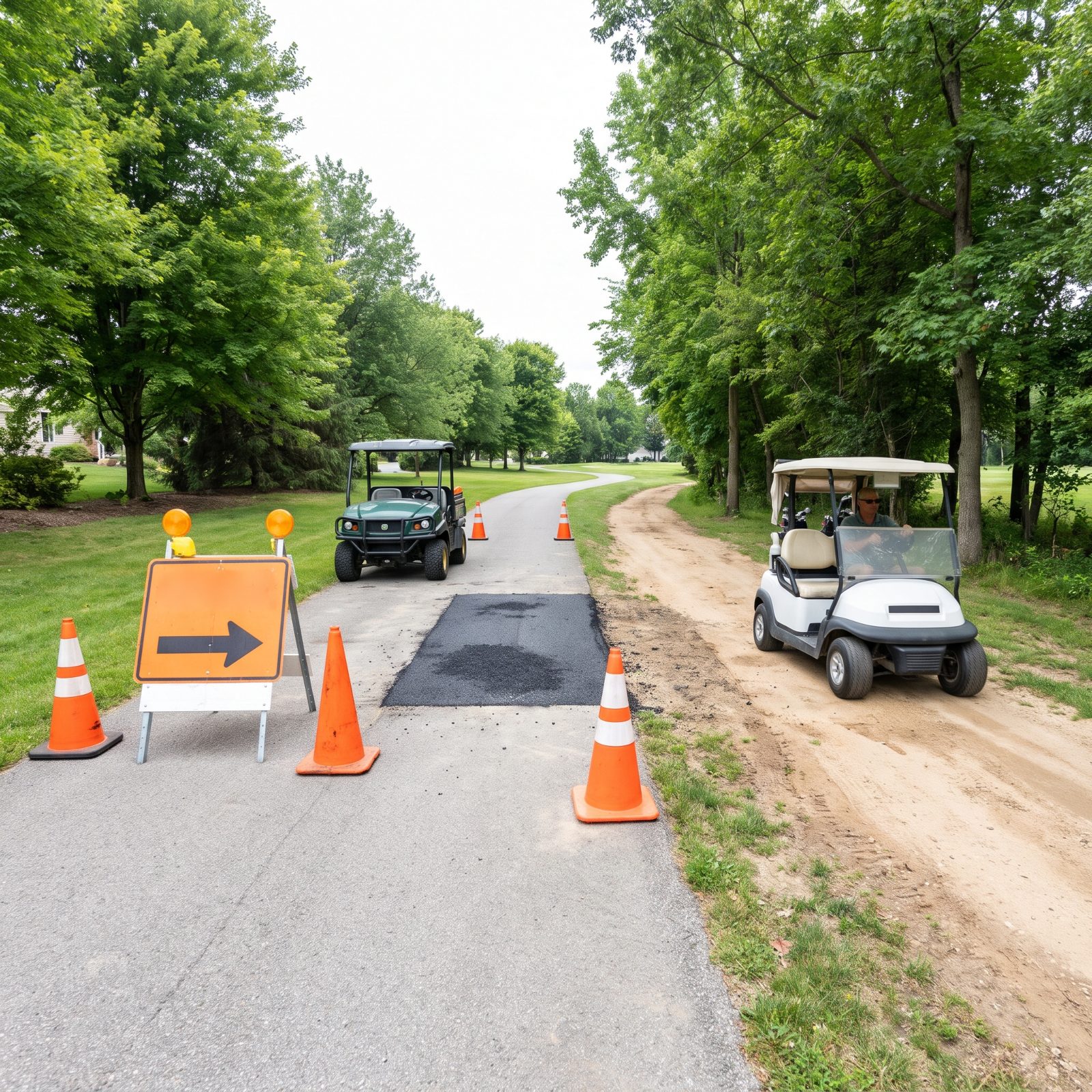 Cart Paths Maintained Like Real Roads, Detours and All