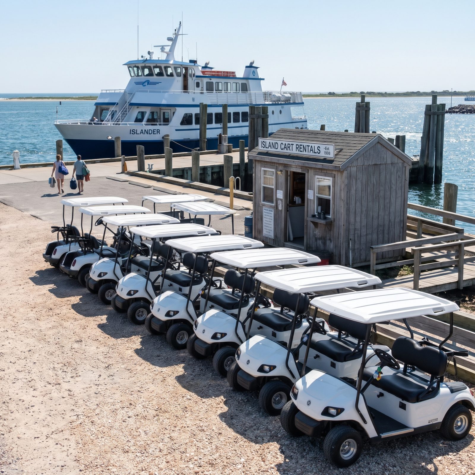 Cart Rentals Waiting at the Ferry Landing
