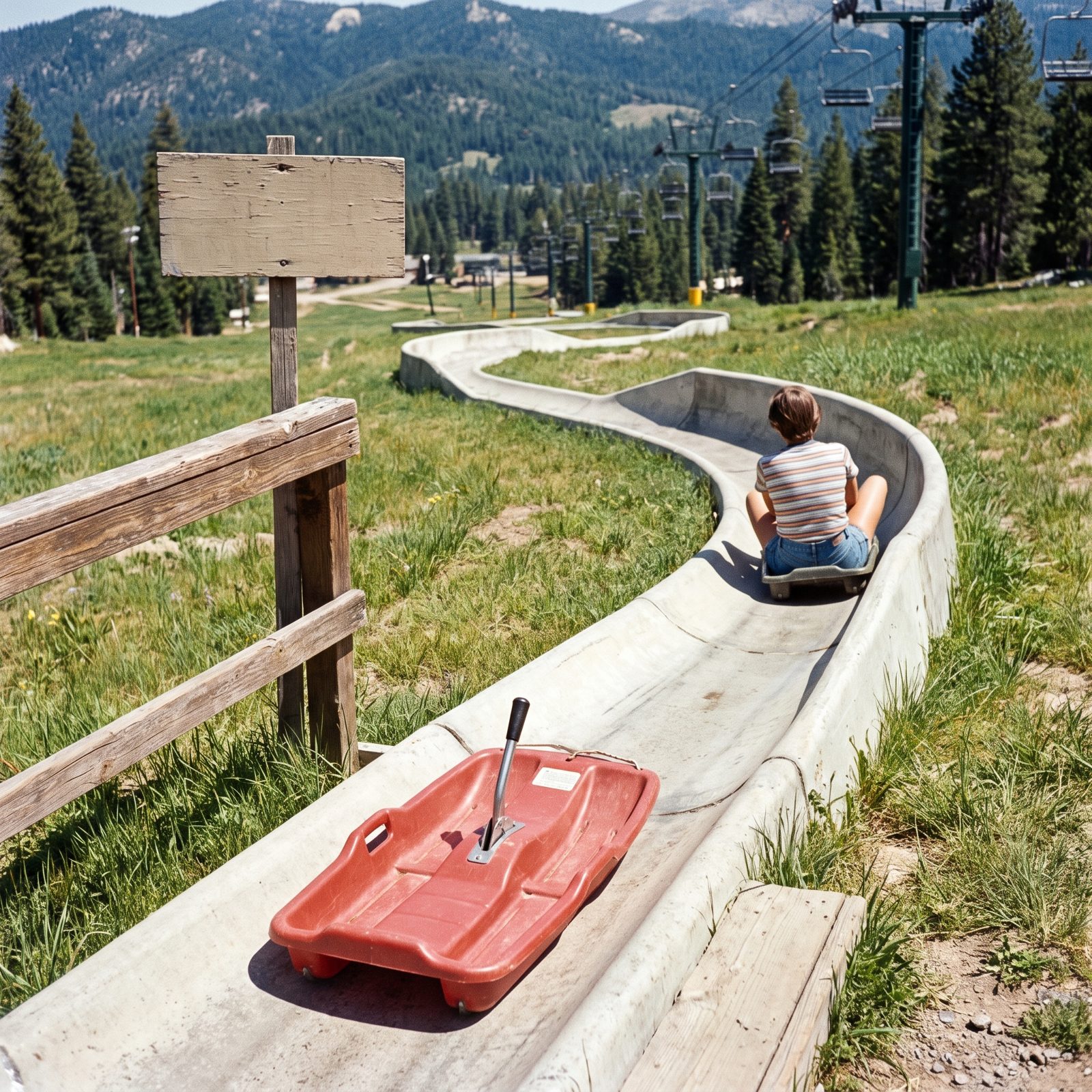 Concrete Alpine Slides Steered by a Hand Lever