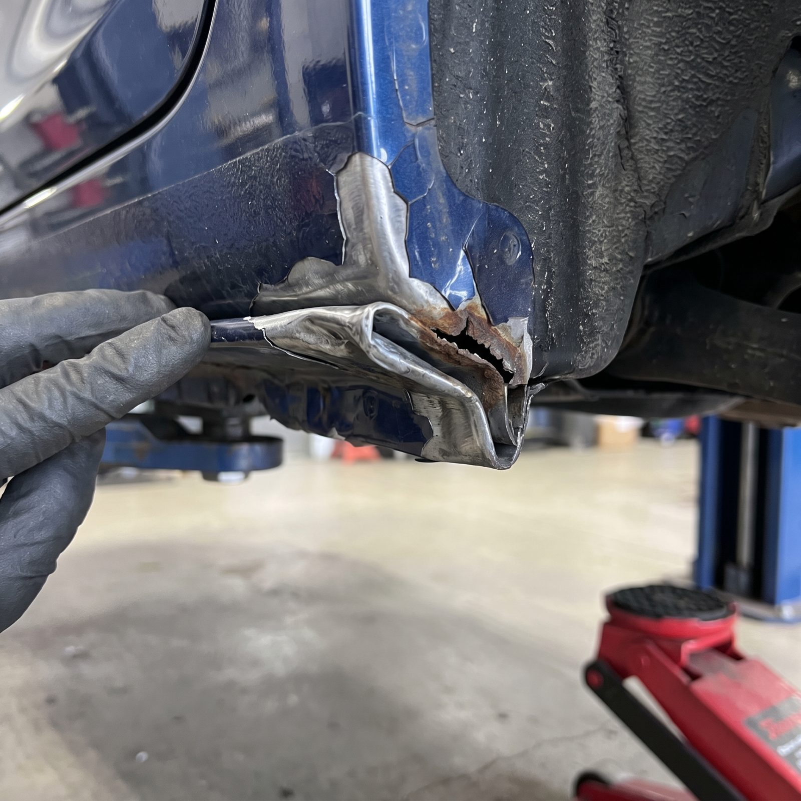 Crushed and Torn Pinch-Weld Jacking Points