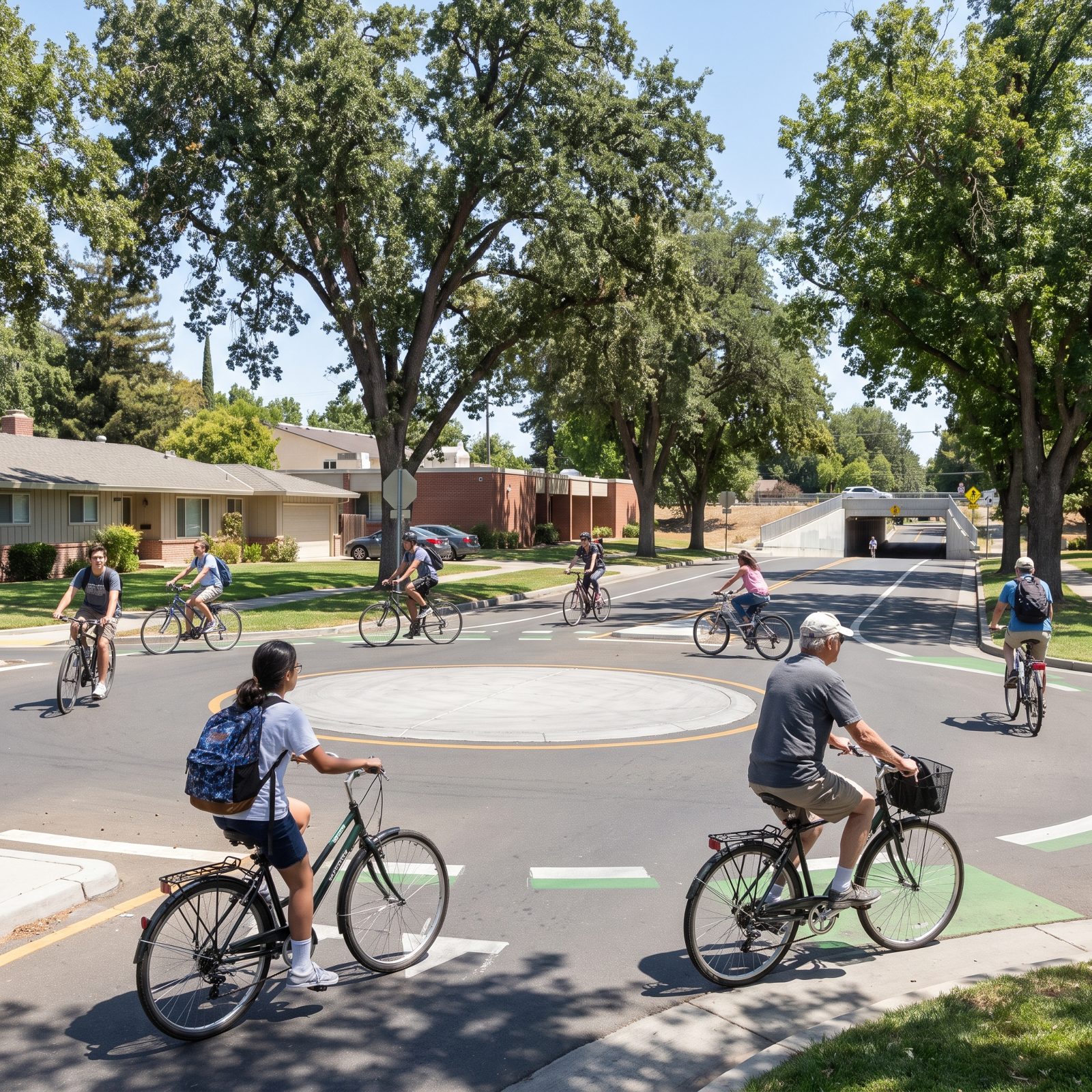 Davis, California, Traffic Circles and Grade-Separated Paths Show What Fifty Years of Planning Buys