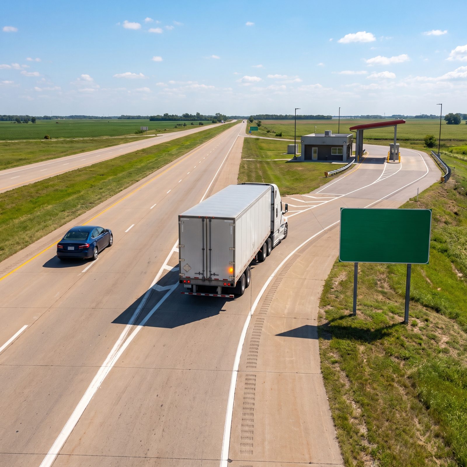 Do Not Block a Truck's Access to a Weigh Station Entrance