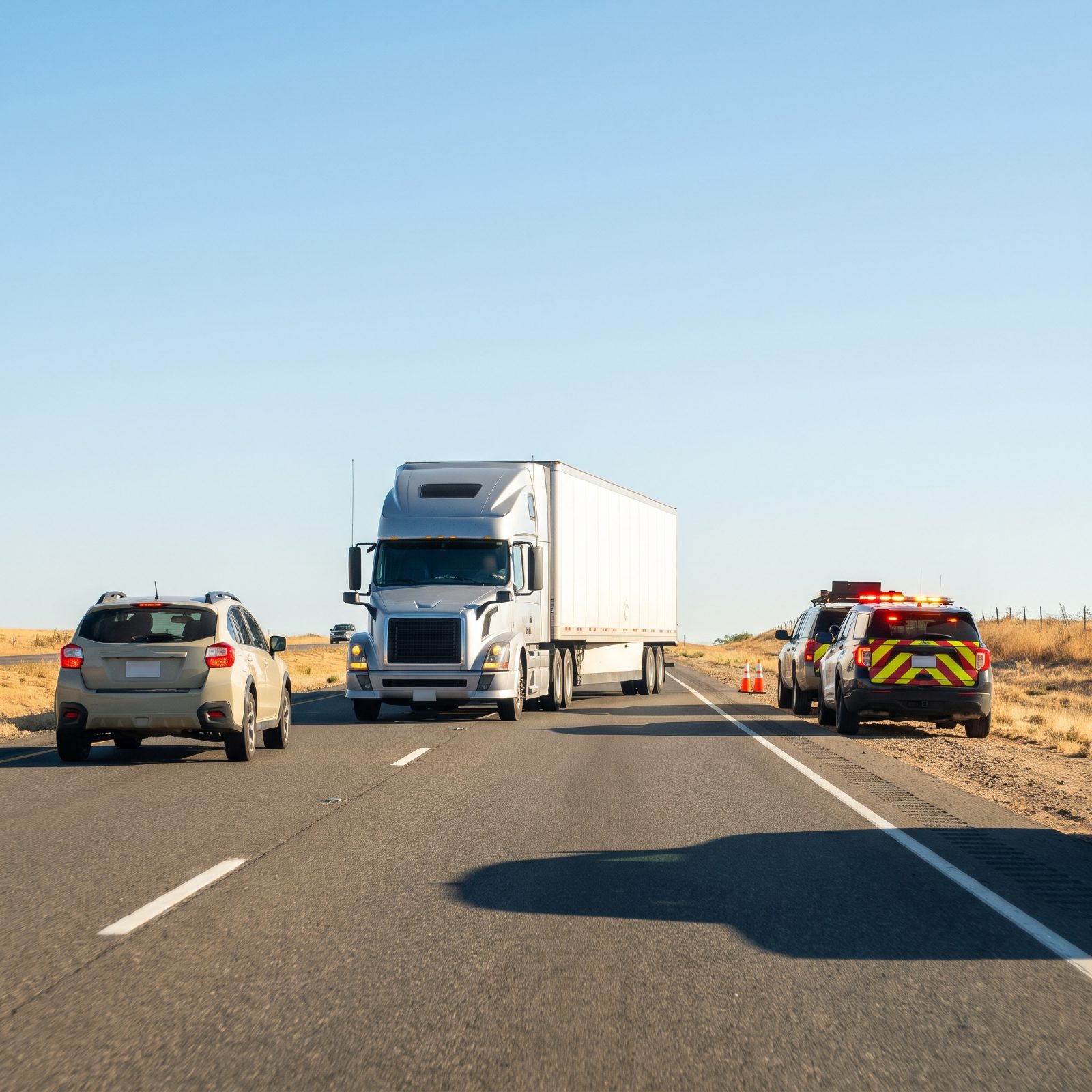 Don't Overtake a Truck as It Moves Over for a Roadside Emergency
