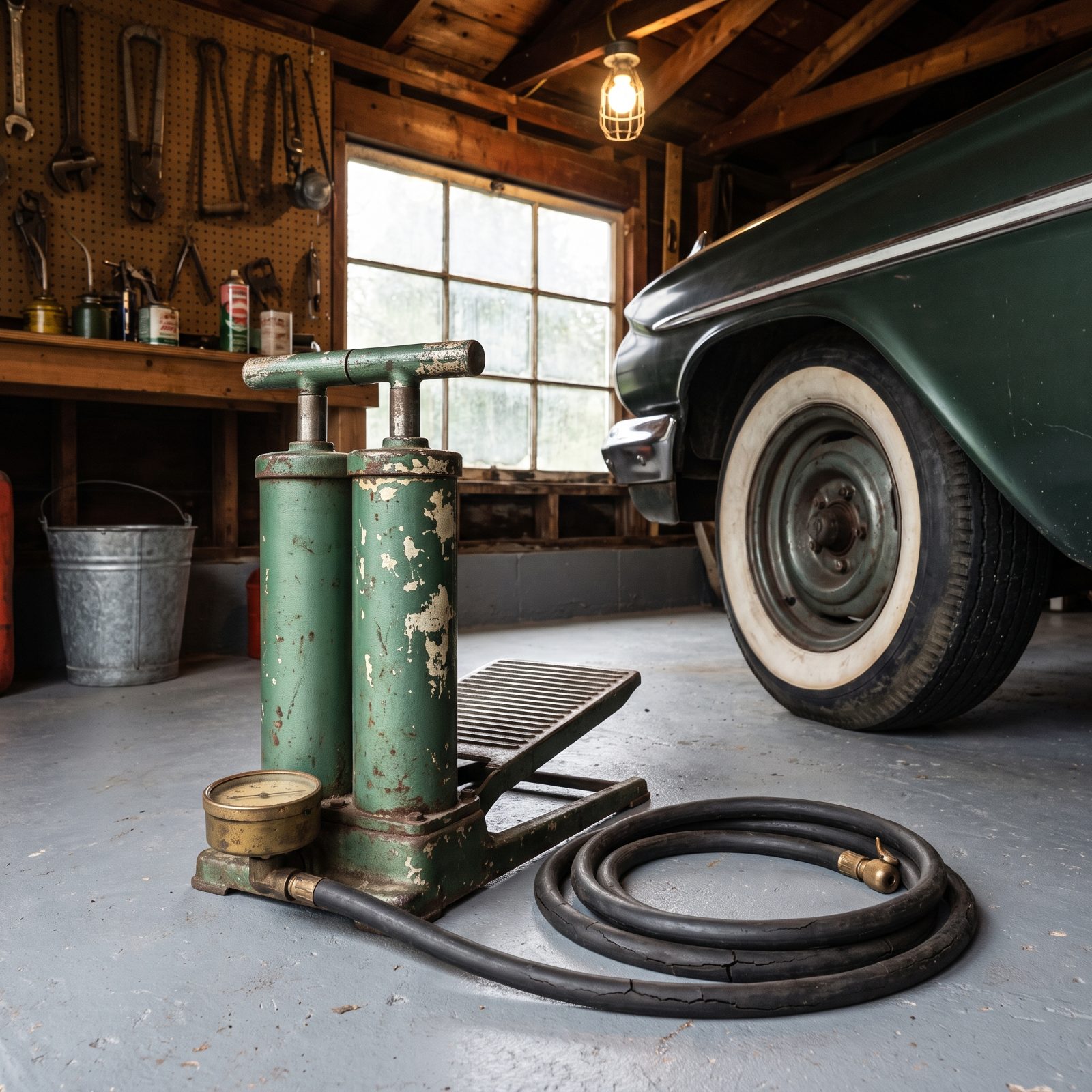 A Foot-Operated Tire Pump