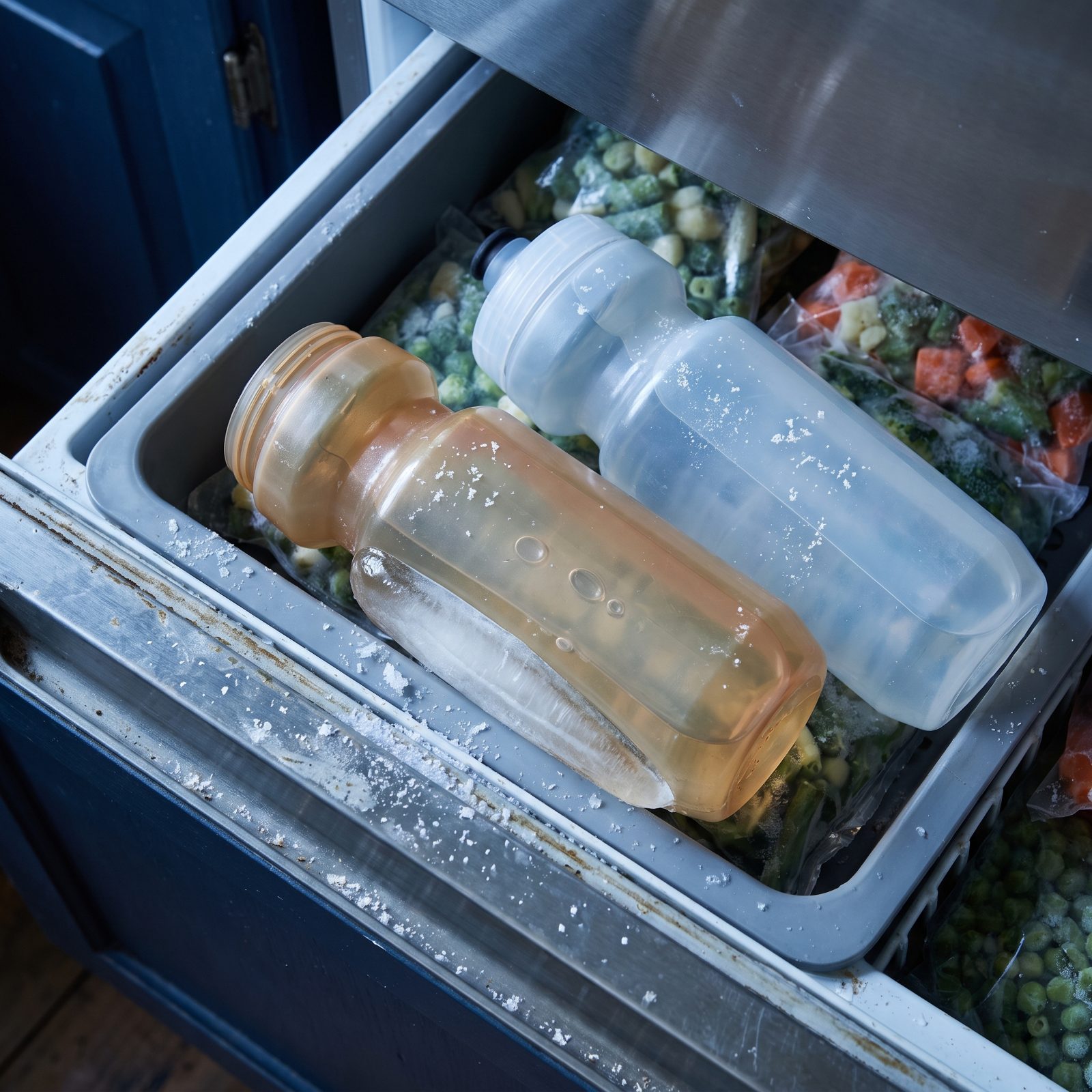 Freeze a Half-Full Bottle on Its Side