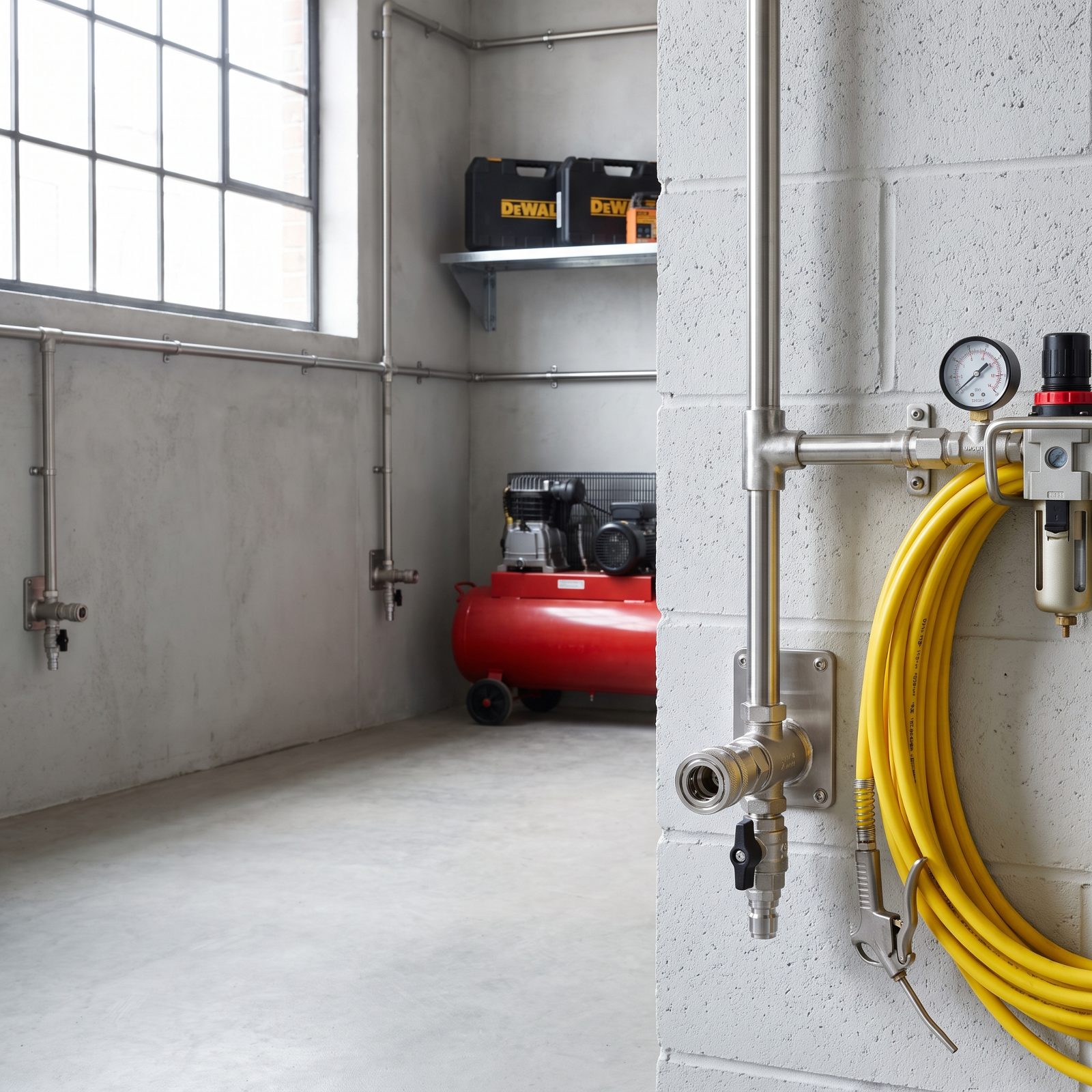 Hard-Piped Compressed-Air Outlets Around the Walls