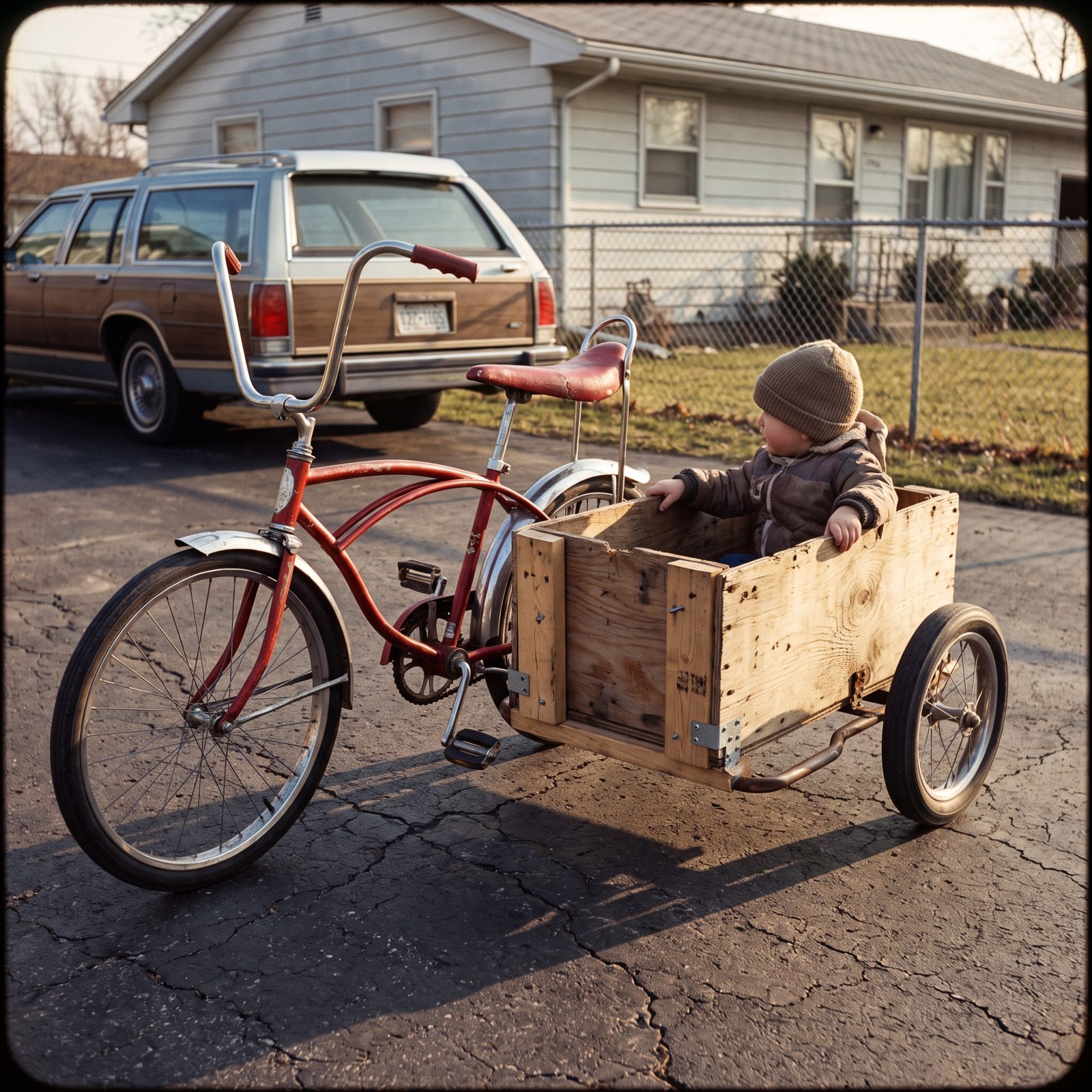 Homemade Bicycle Sidecars Built From Scrap Lumber