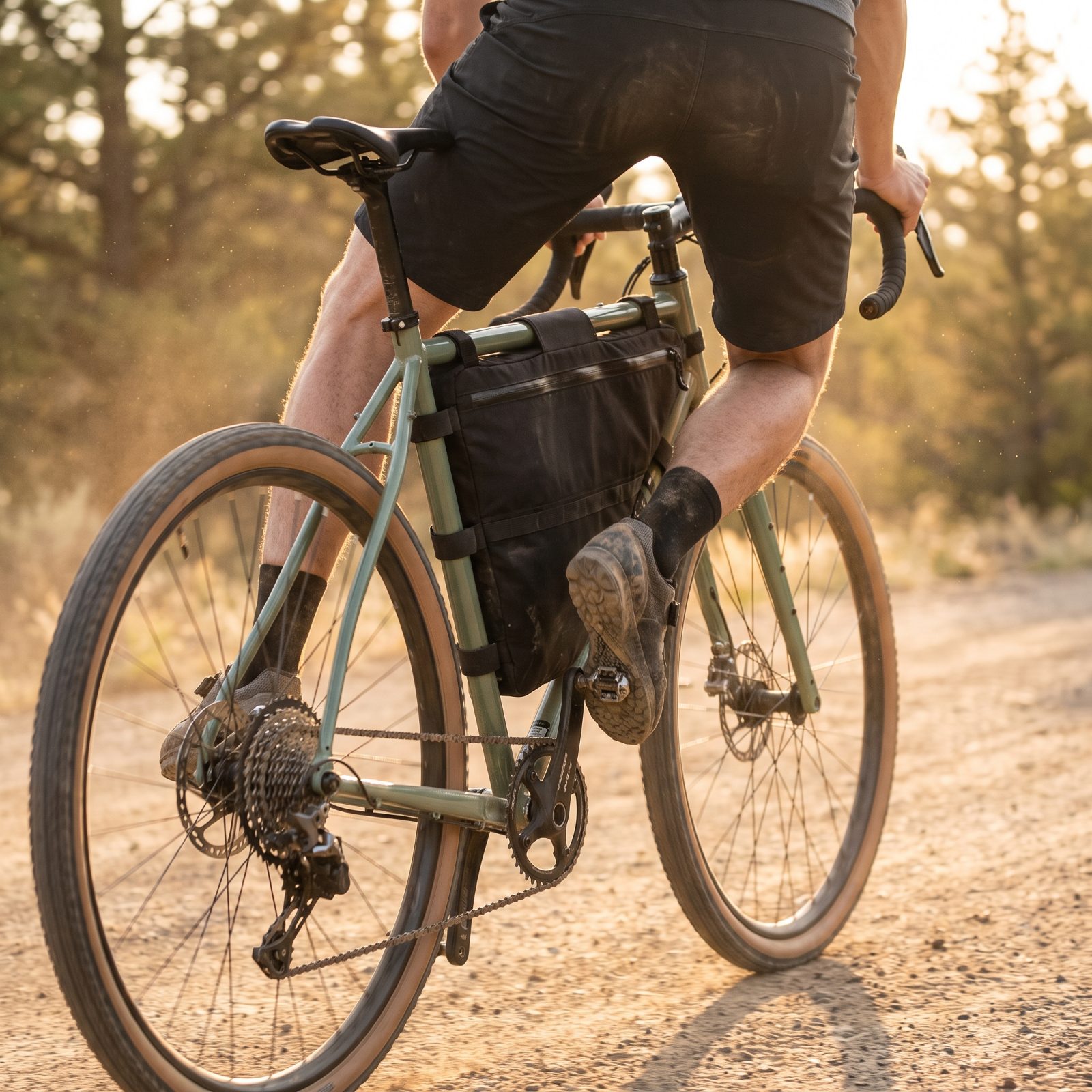 Letting a Wide Top-Tube Bag Push the Knees Outward