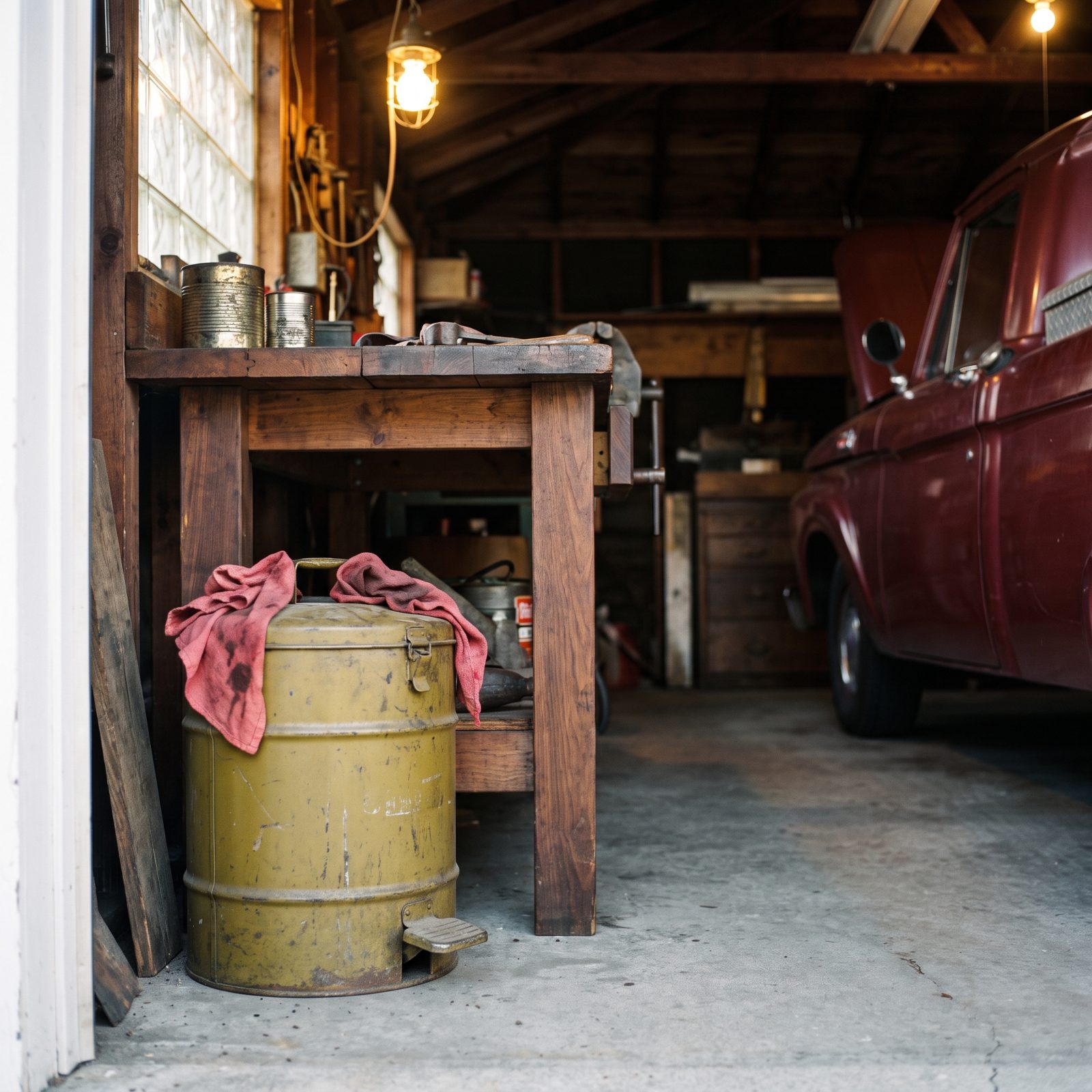 A Lidded Metal Can for Oily Rags That Won't Catch Fire