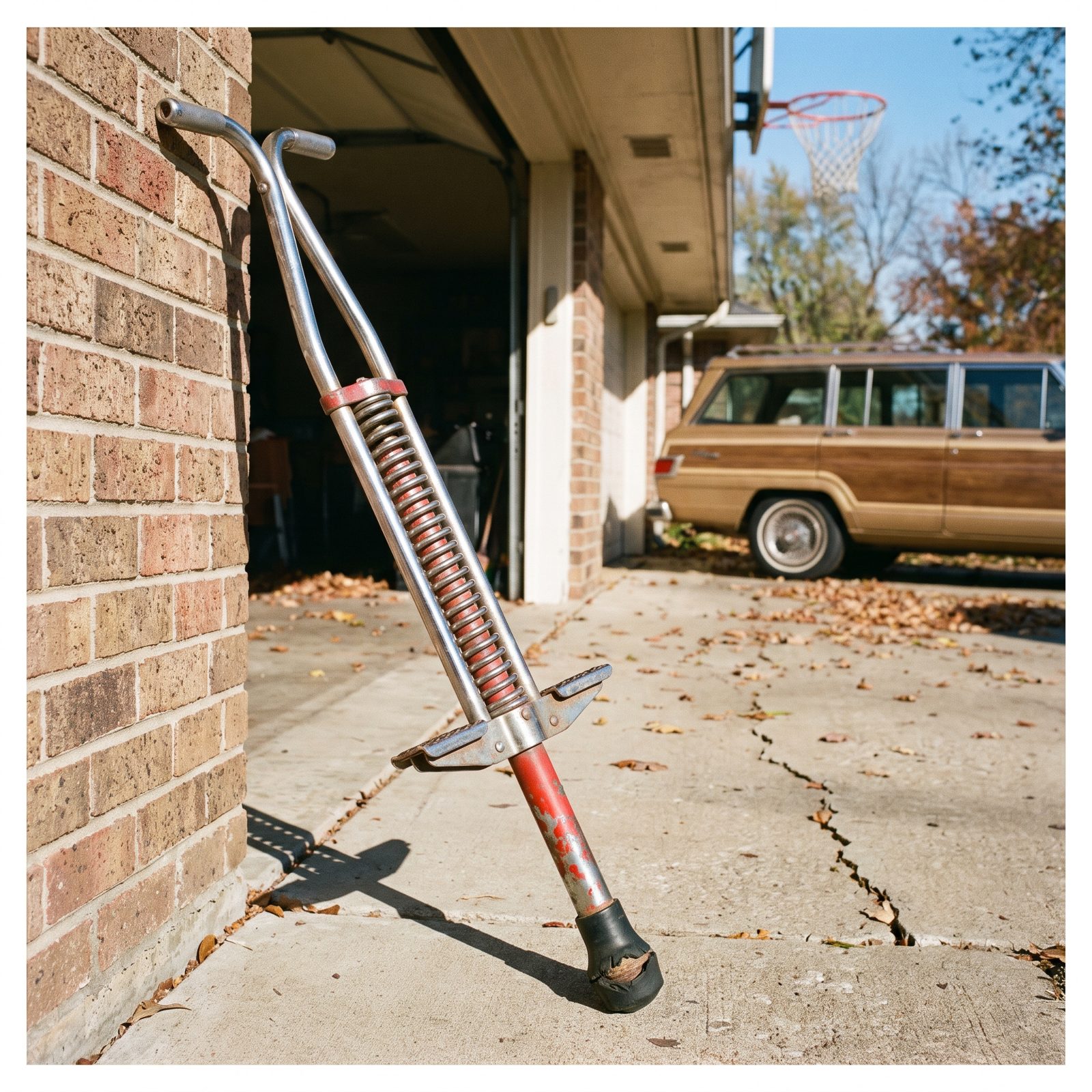 Metal Pogo Sticks Used on Concrete