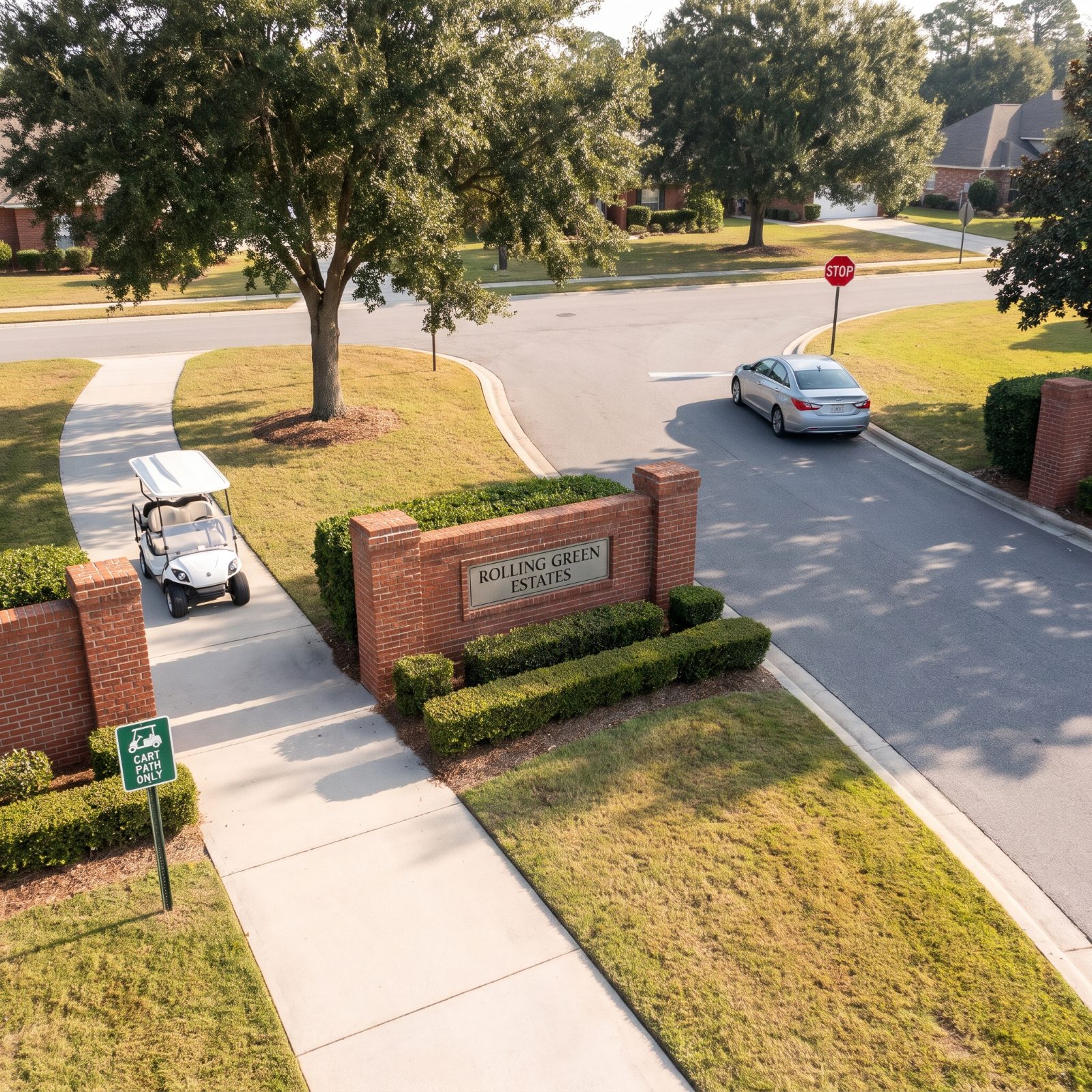 Neighborhood Entrances Built for Both Cars and Carts