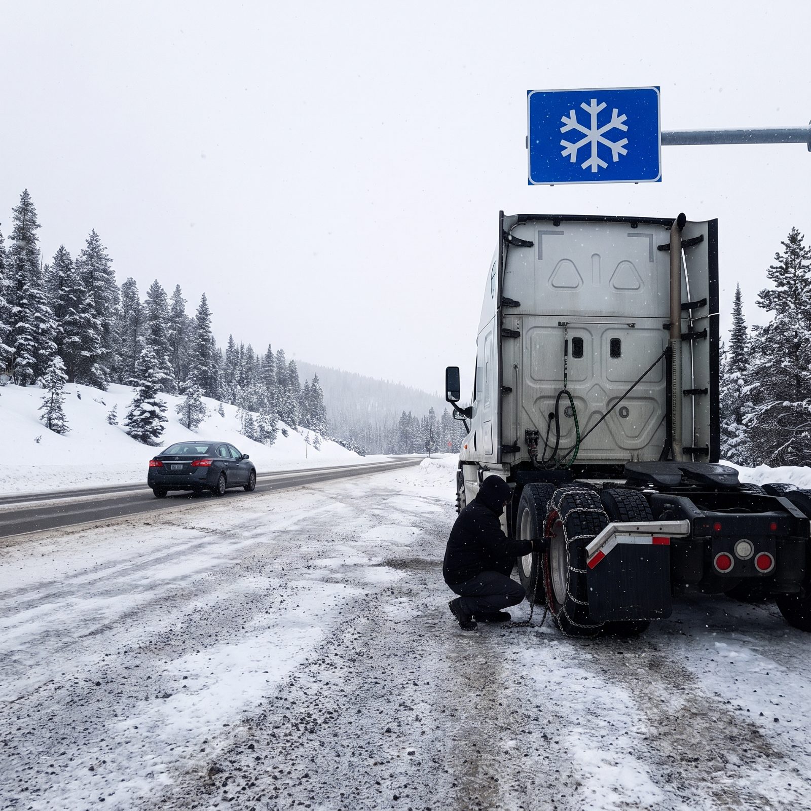 Never Use a Truck-Only Chain Installation Area as a Scenic Pullout