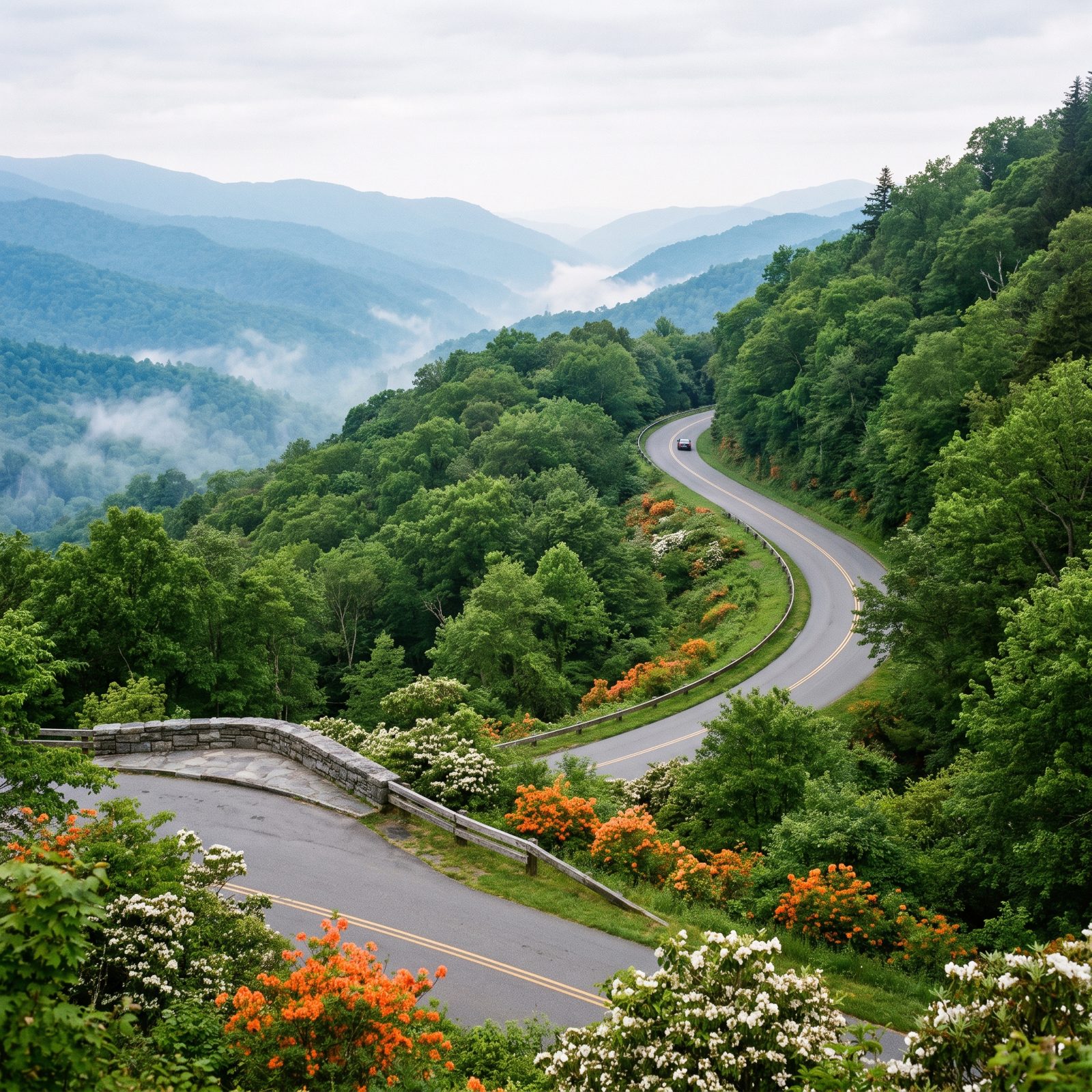 Newfound Gap Road Across Great Smoky Mountains National Park