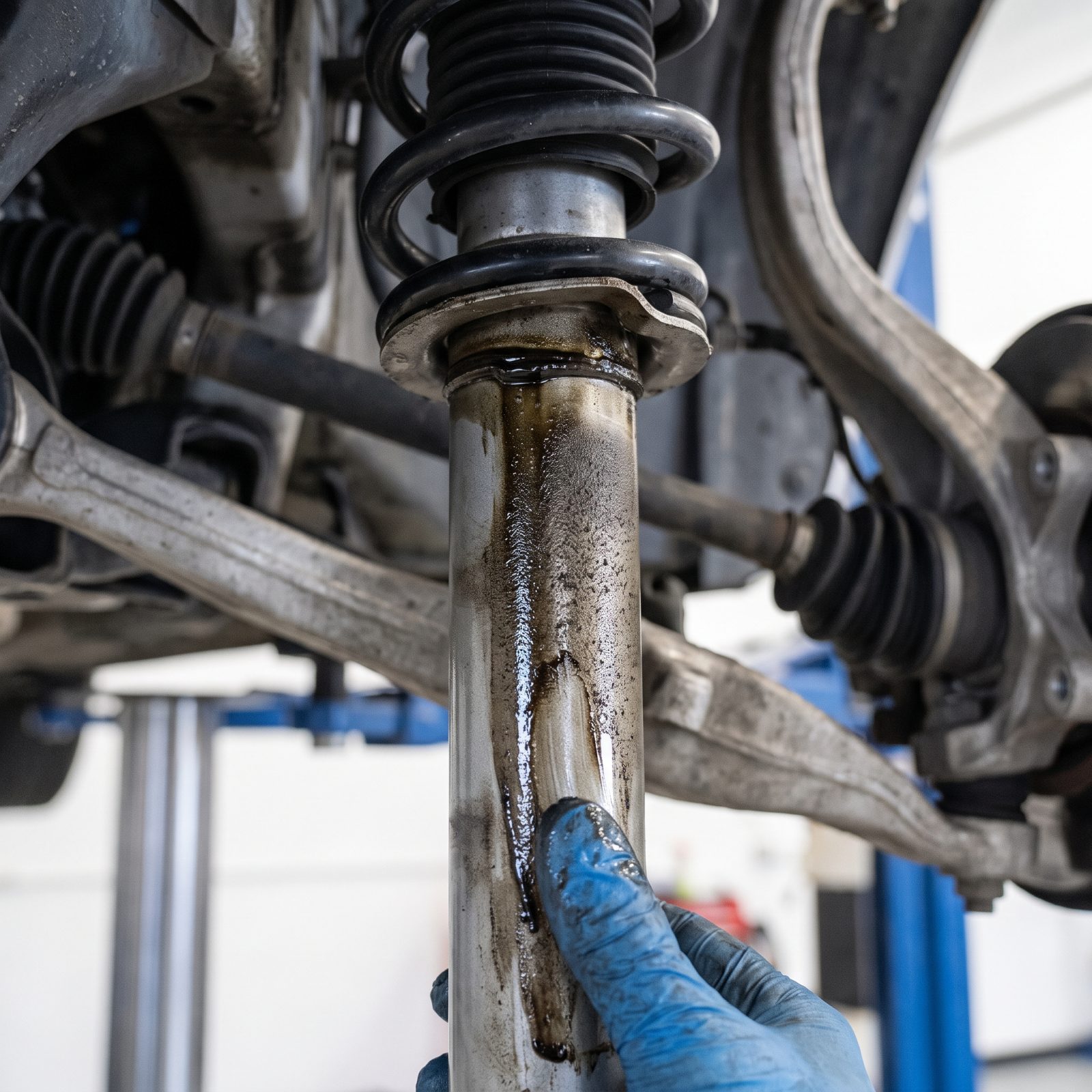 An Oily Film Weeping Down a Shock Body