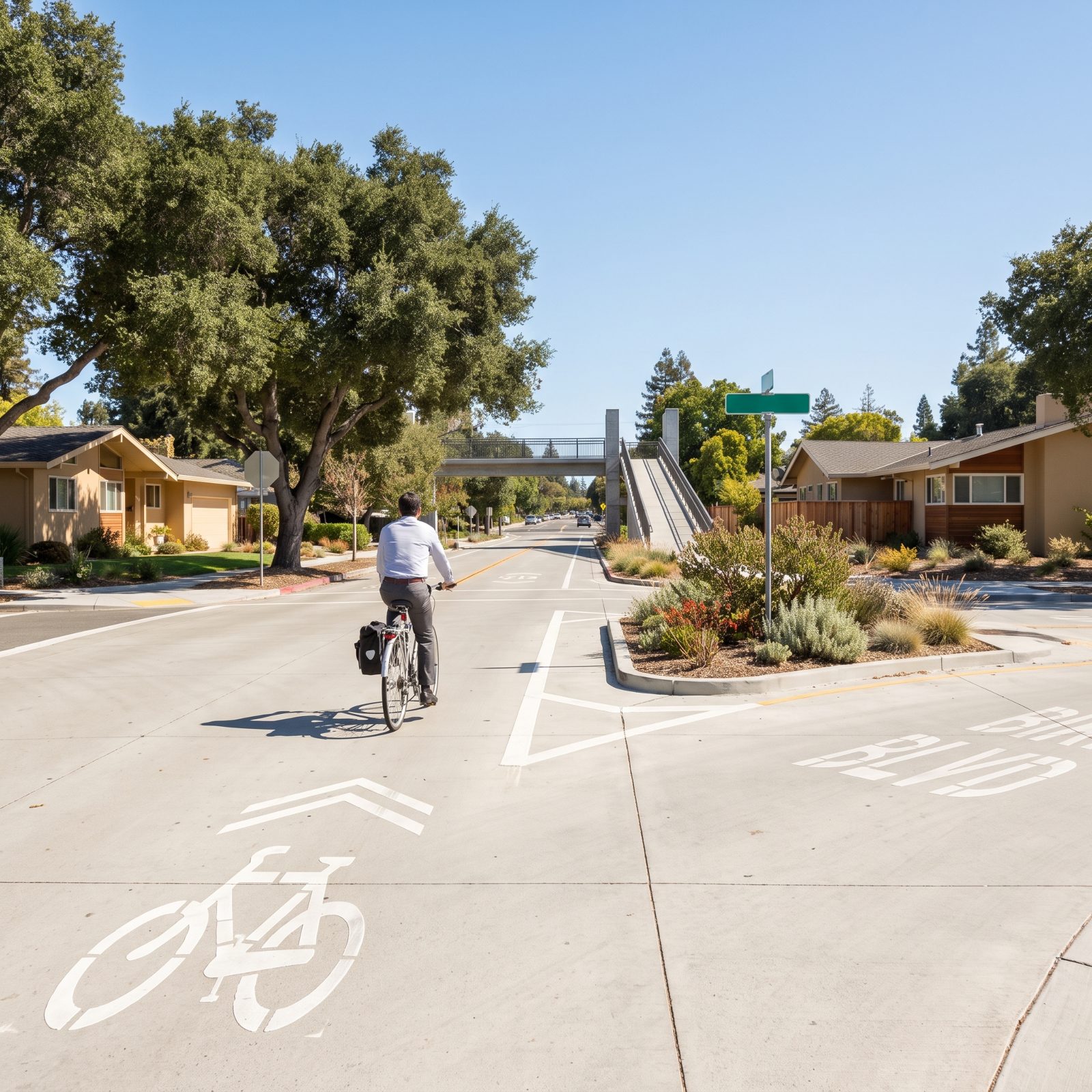 Palo Alto, California, Bicycle Boulevards Connect Residential Areas With Major Job Centers