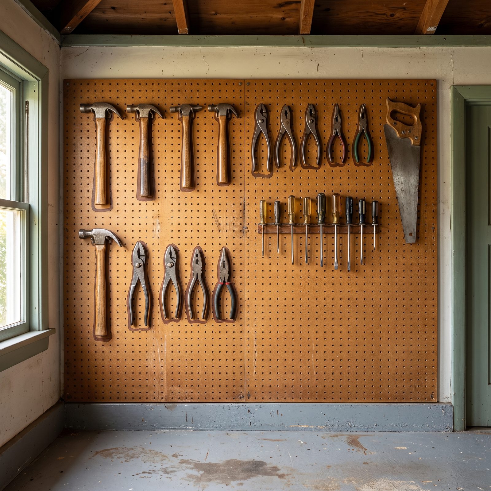 A Pegboard With Outlined Tool Positions