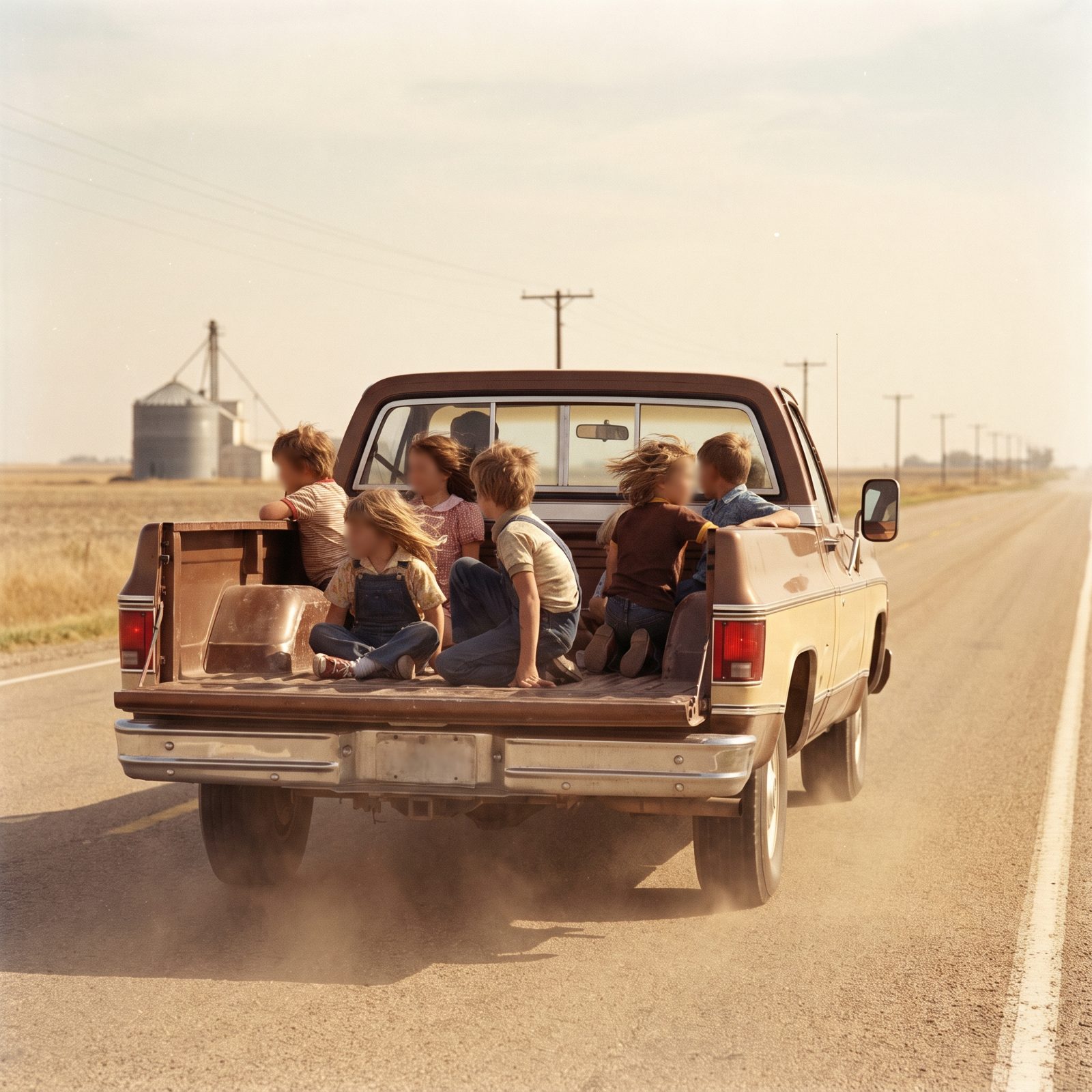 Pickup Beds Filled With Unrestrained Children