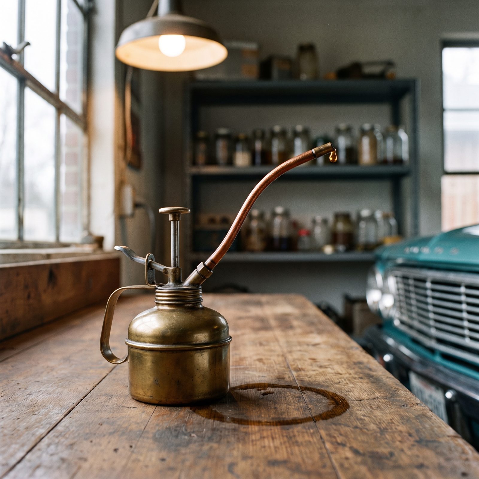 A Pump Oil Can With a Flexible Spout