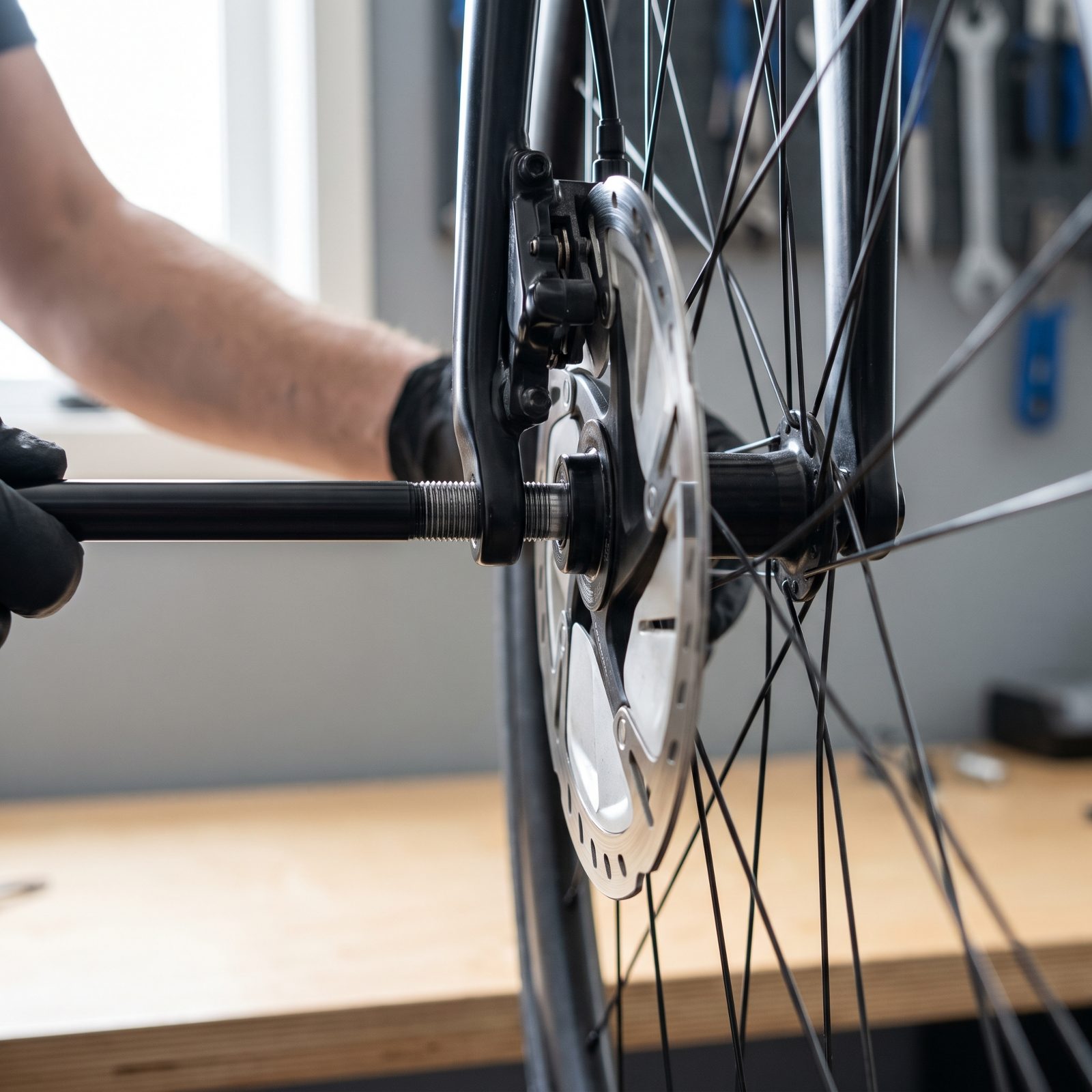 Reseat the Thru-Axle When a Disc Rotor Starts Rubbing