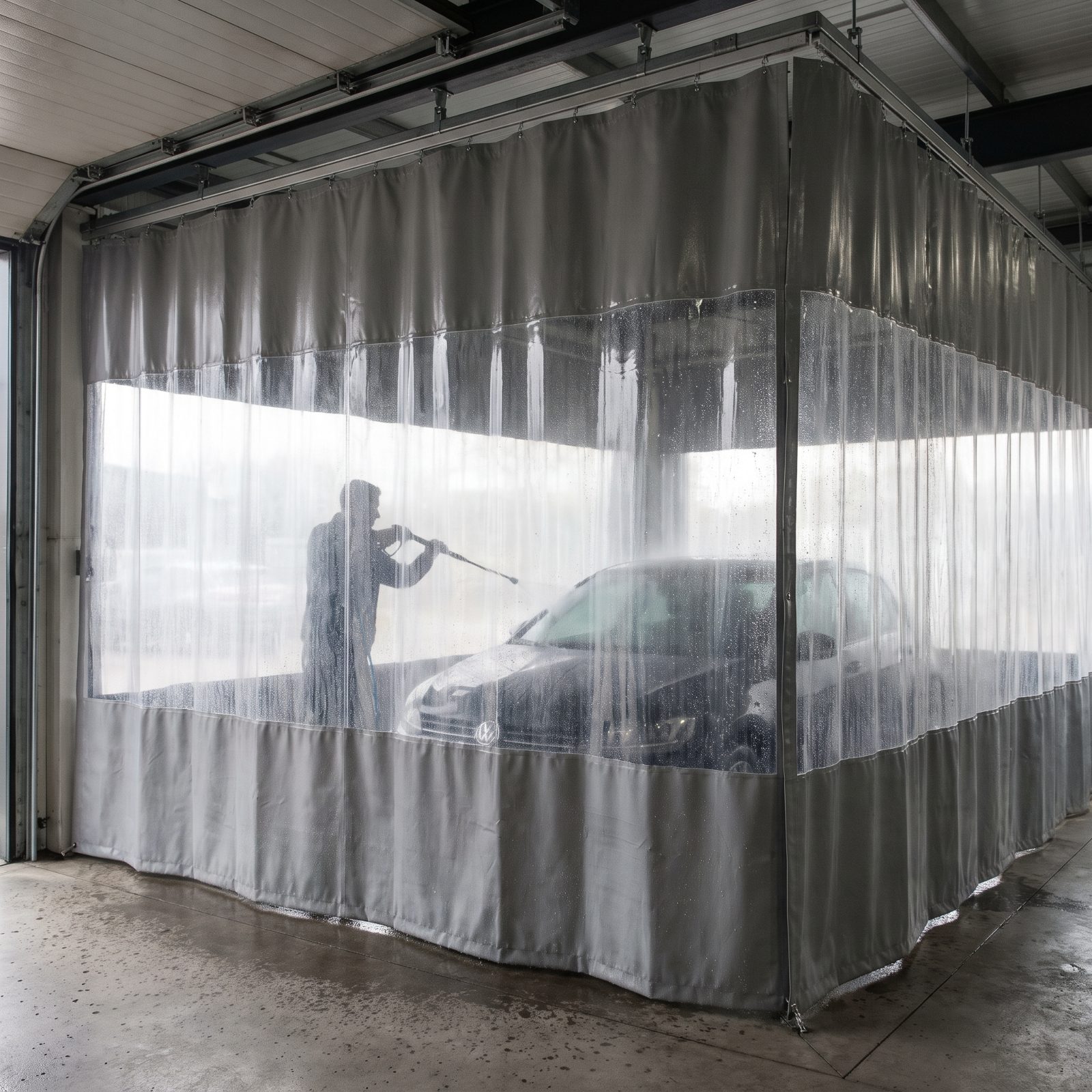 Retractable Waterproof Wash-Bay Curtains