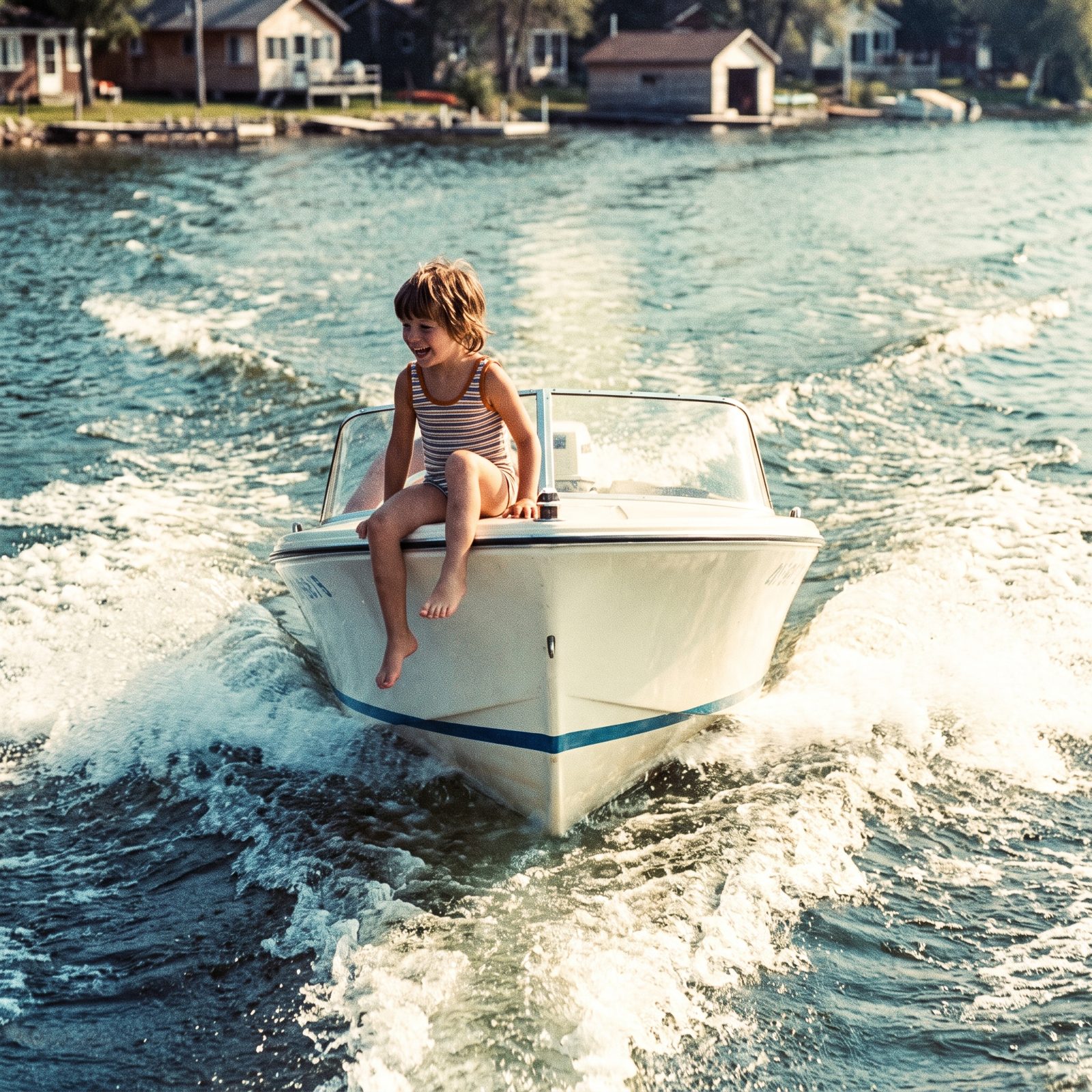 Riding the Bow of a Moving Motorboat Like a Front-Row Seat