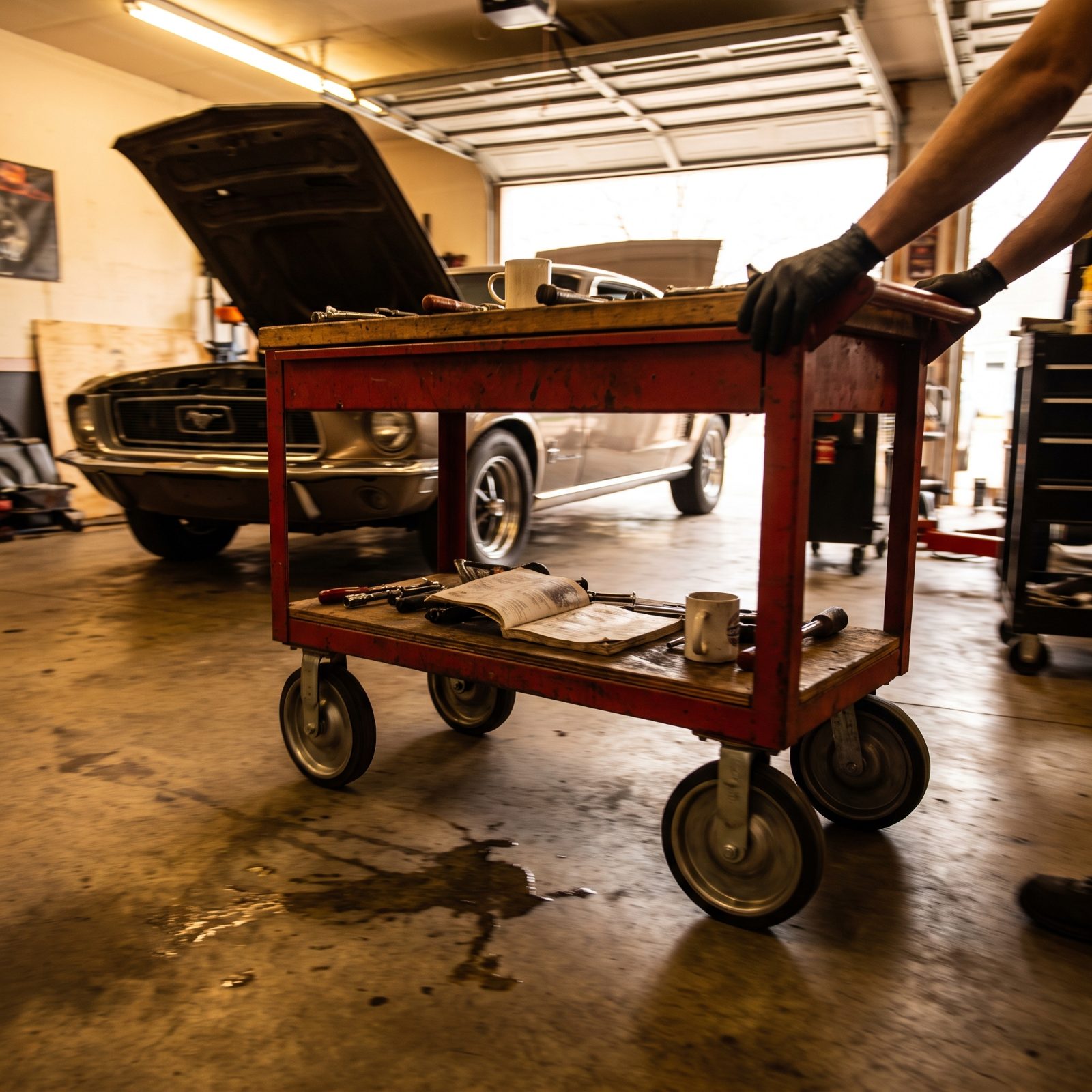 Rolling Mechanic's Workbench That Follows the Job