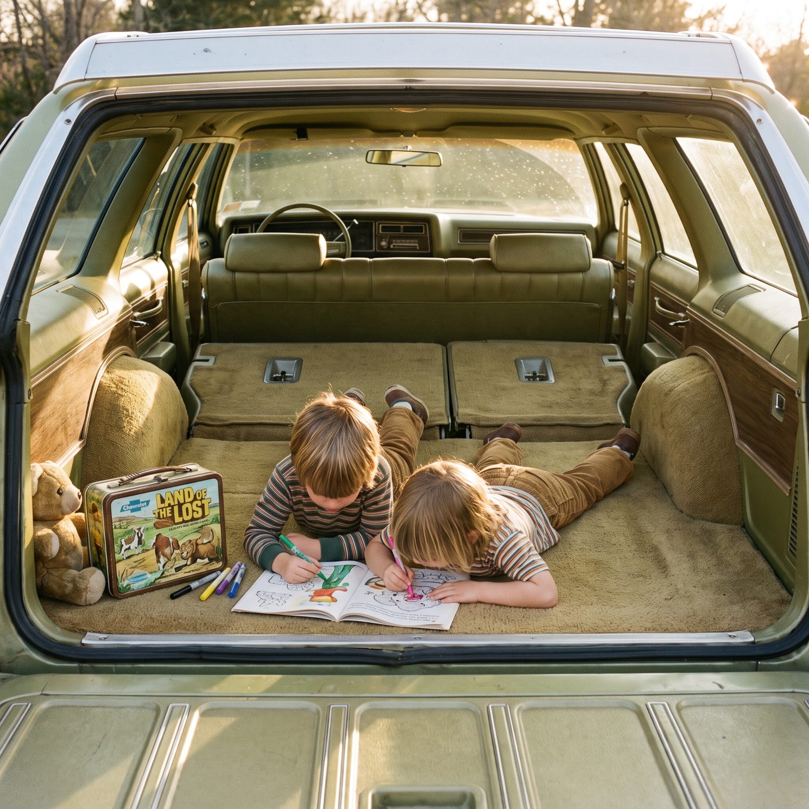 Station Wagon Cargo Floors Used as Play Areas