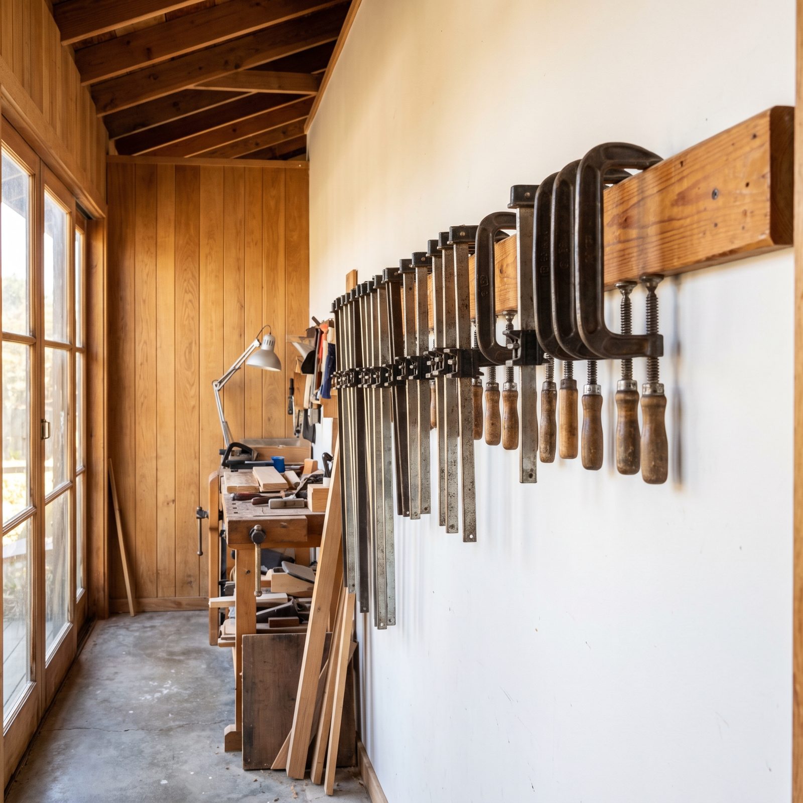 A Wall-Mounted Clamp Rack