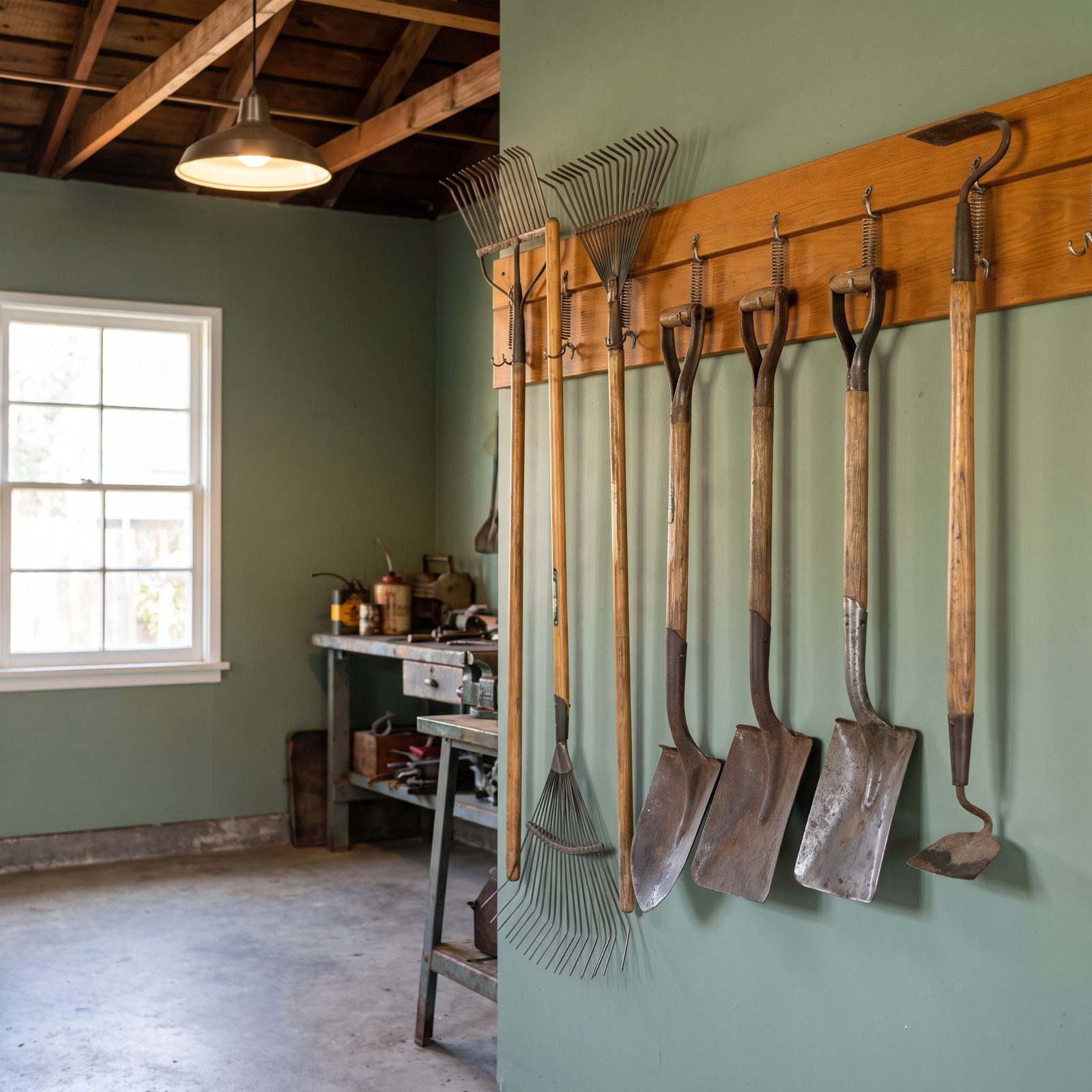 A Wall Rack for Long-Handled Yard Tools