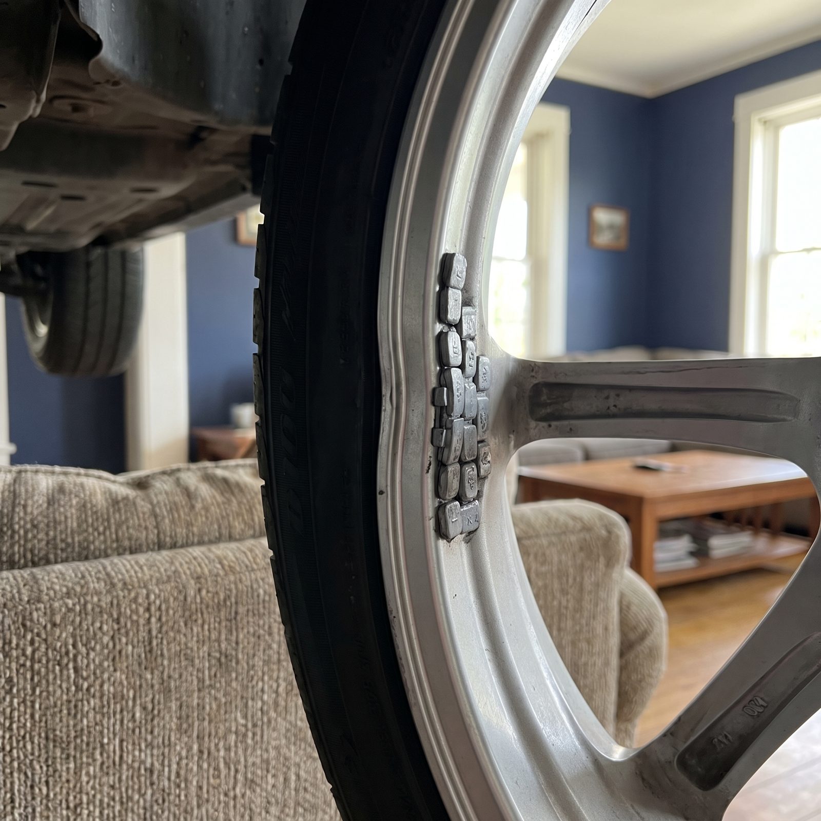 Wheel Weights Clustered on One Rim